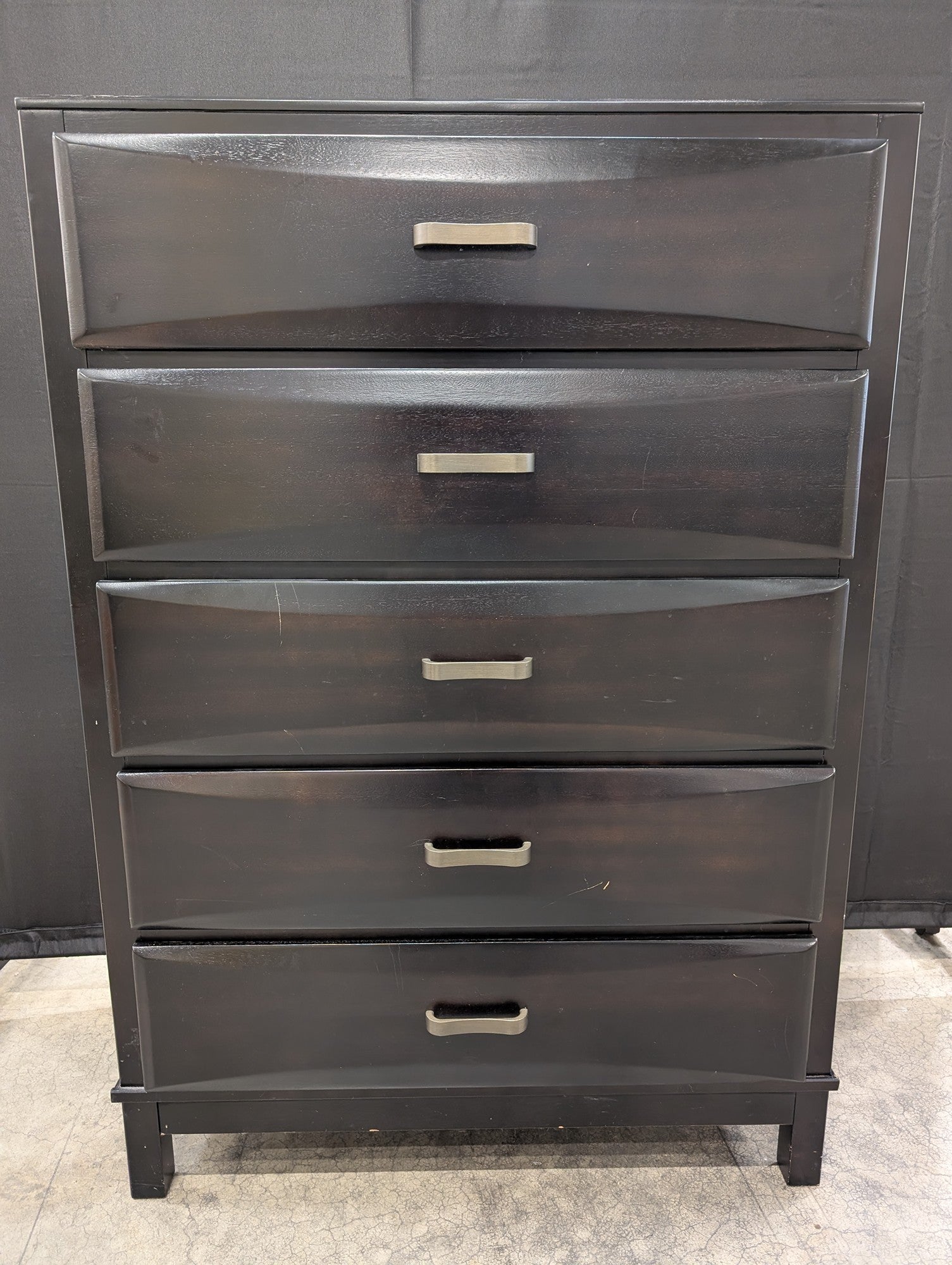 Espresso Five-Drawer Chest with Modern Bar Pulls