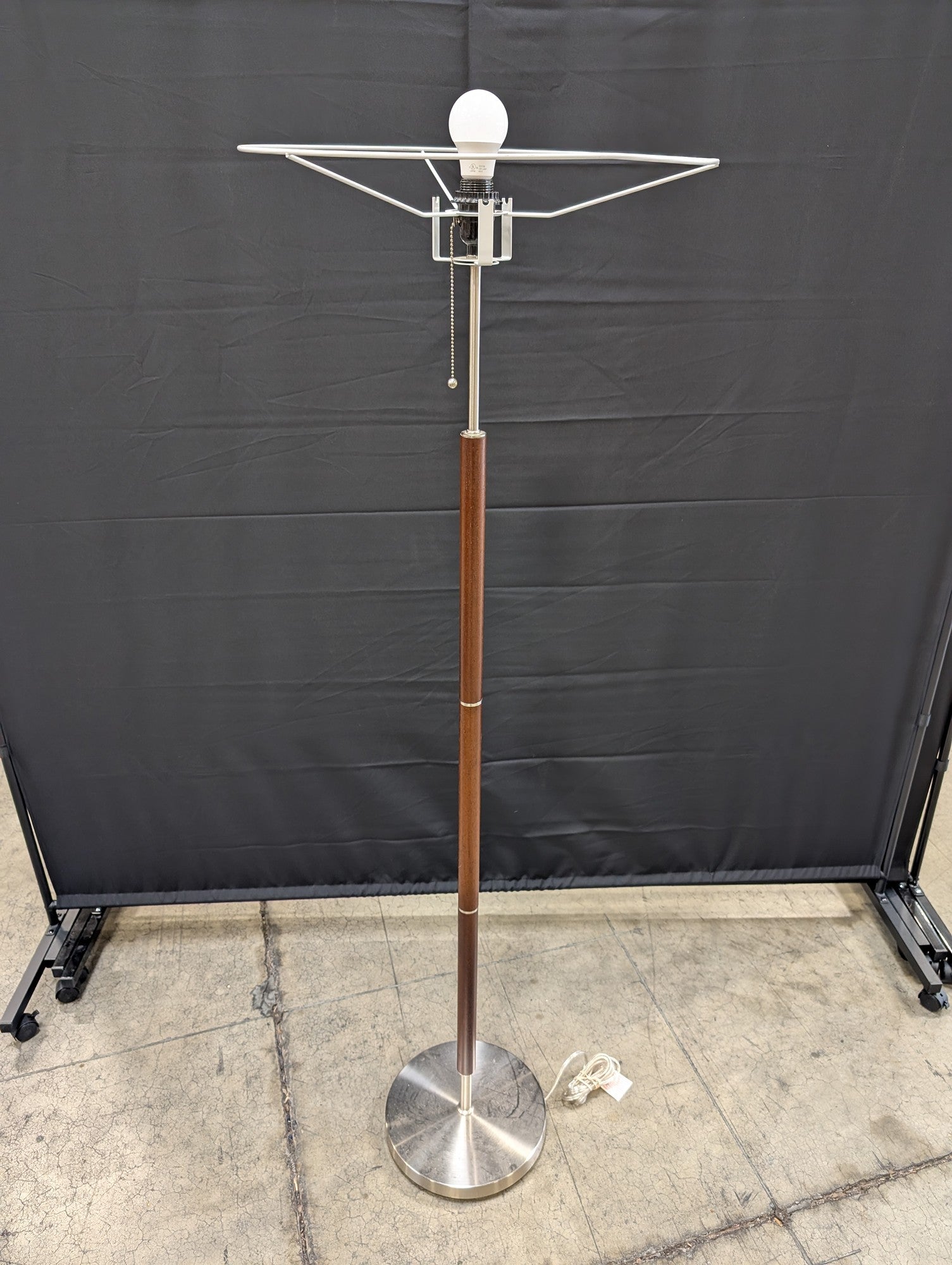 Mid-Century Modern Style Floor Lamp with Wood and Brushed Metal Accents