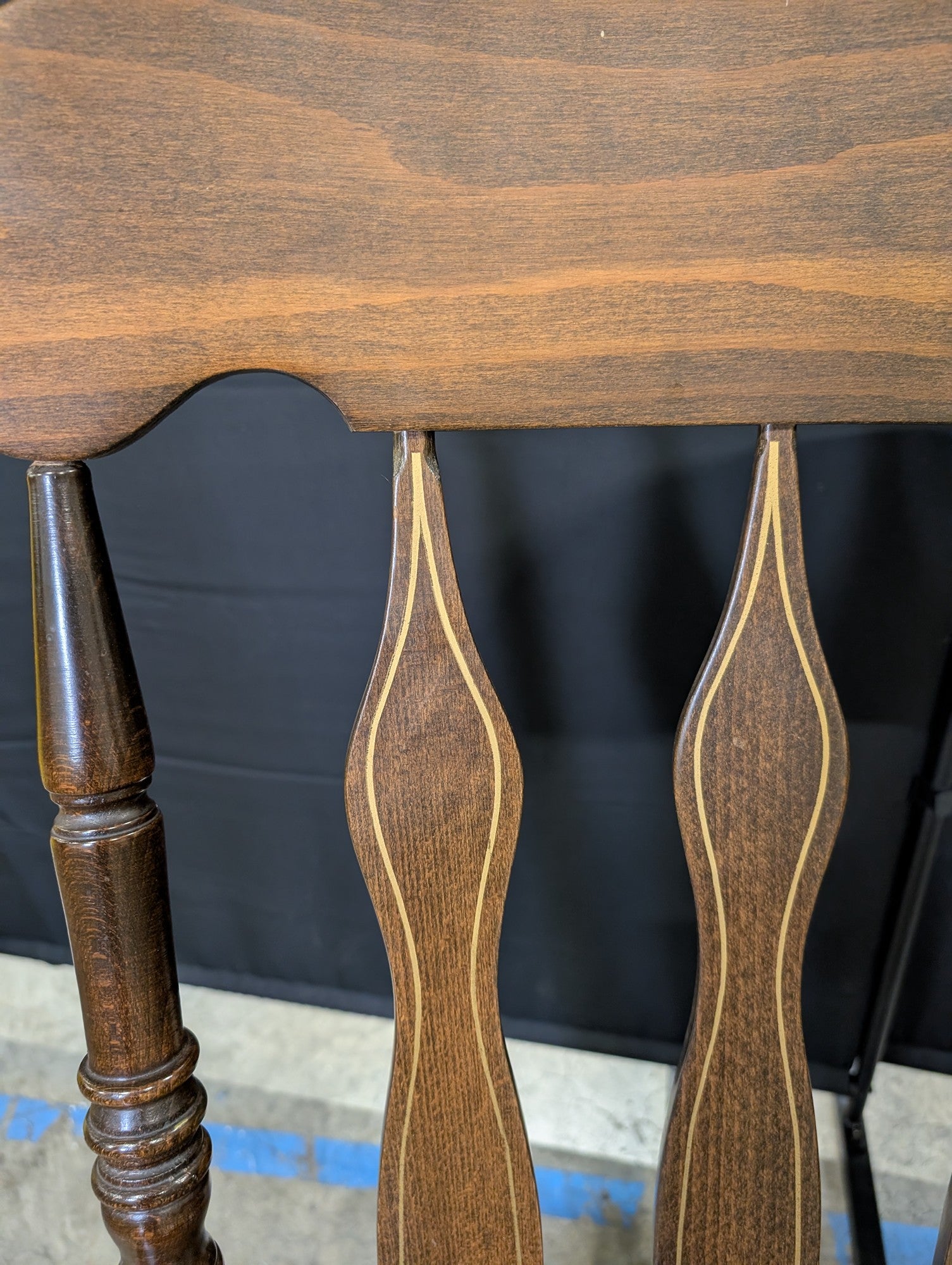 Traditional Dark Wood Rocking Chair with Inlaid Back Splats