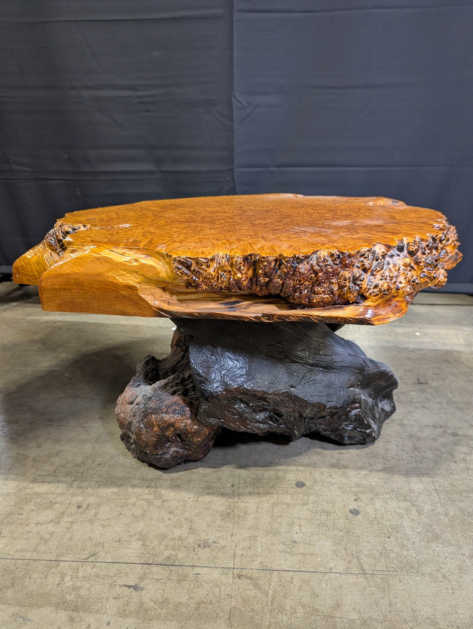 Rustic Live Edge Burl Wood Slab Coffee Table