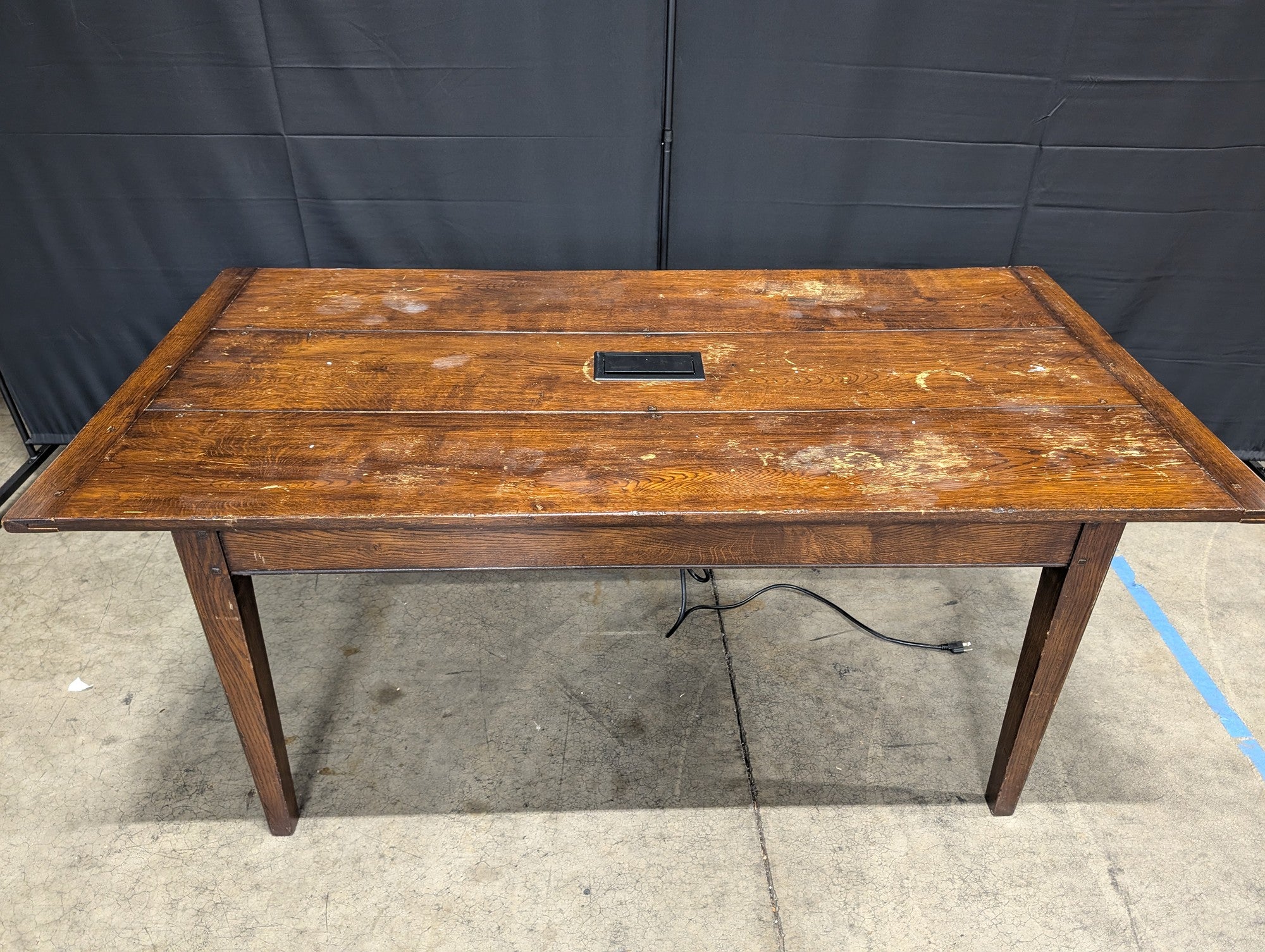 Sturdy Wooden Conference Table with Integrated Extron Cable Cubby