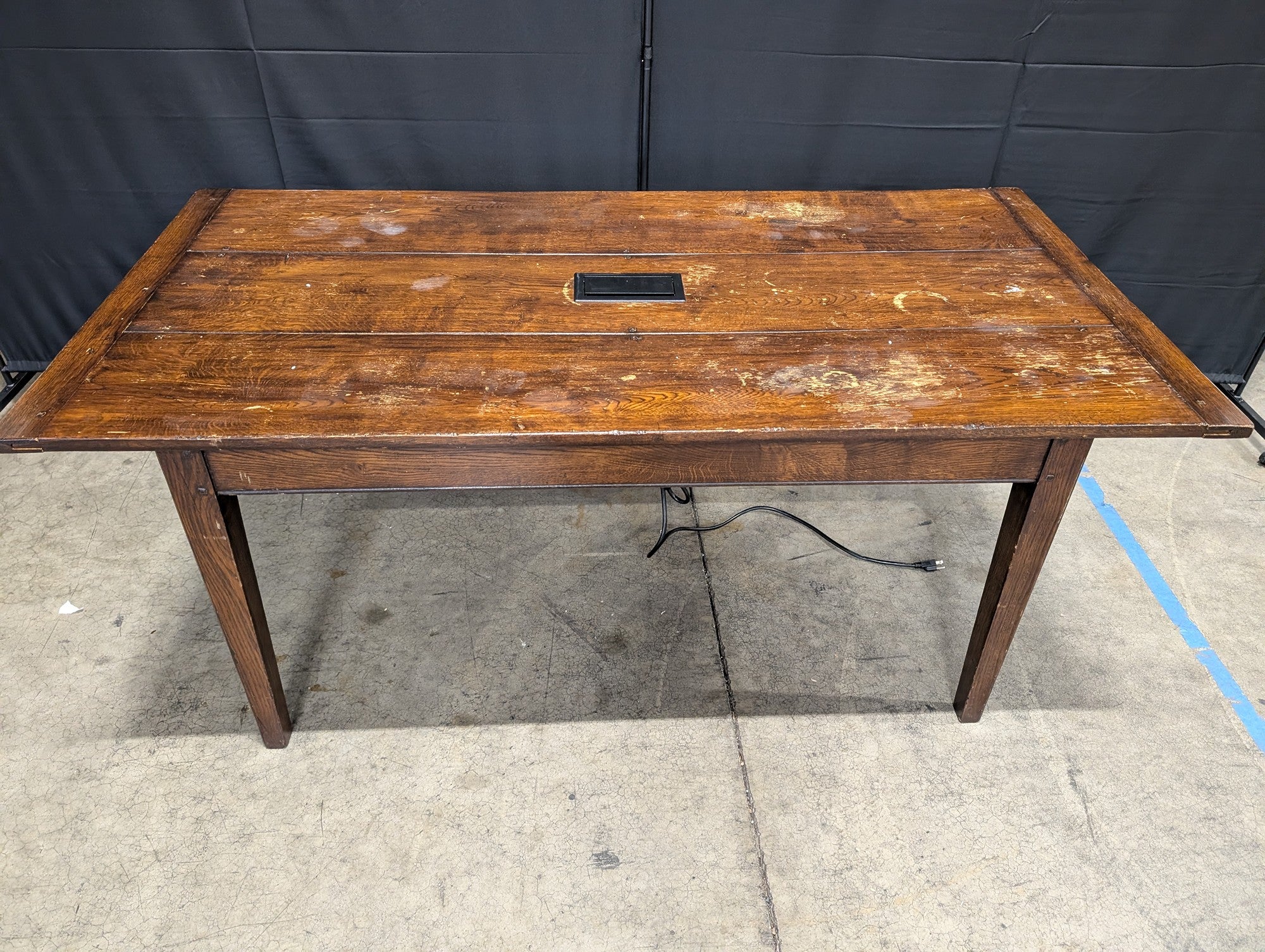 Sturdy Wooden Conference Table with Integrated Extron Cable Cubby