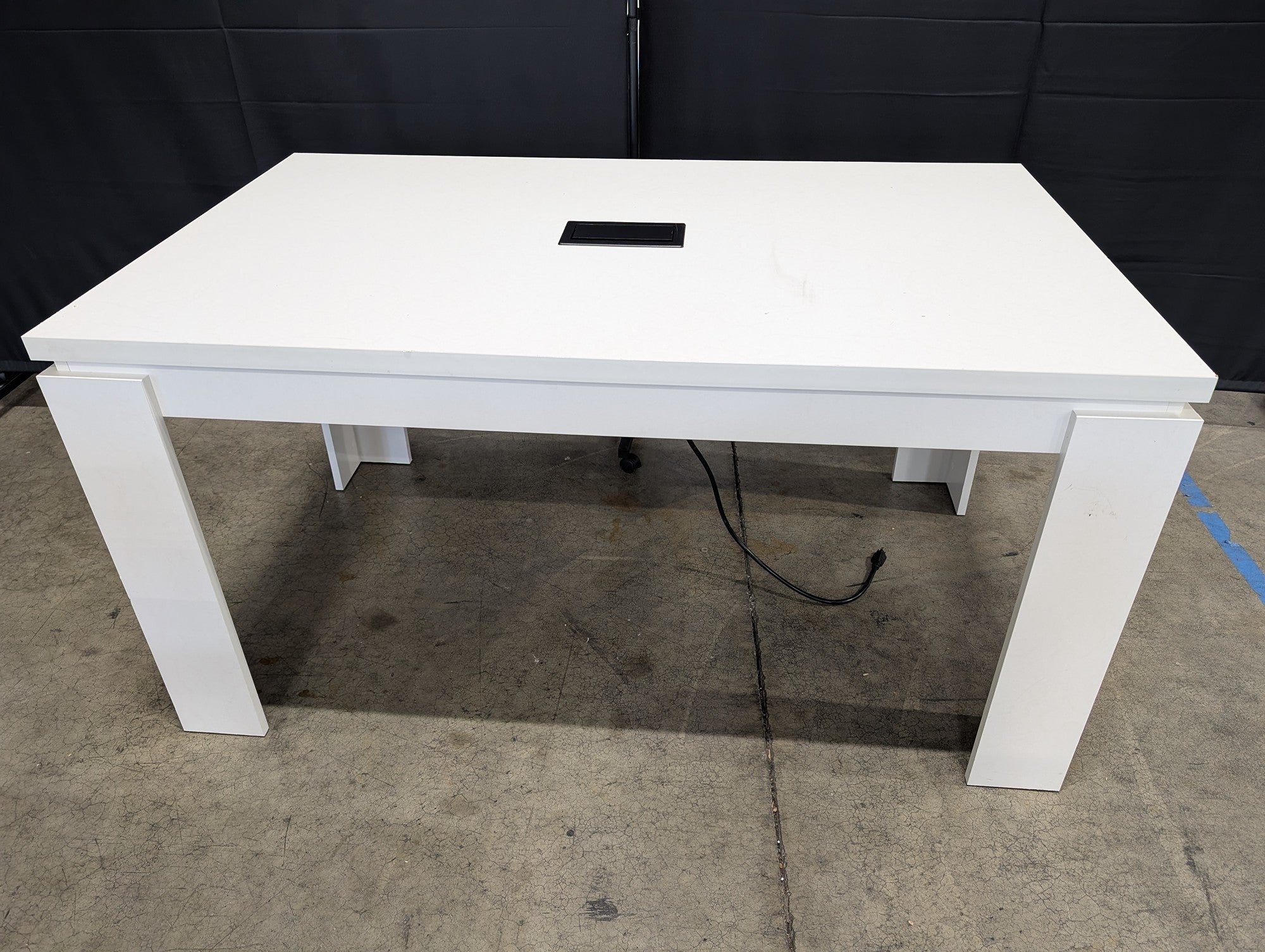 Modern White Conference Table with Integrated Extron Power Module