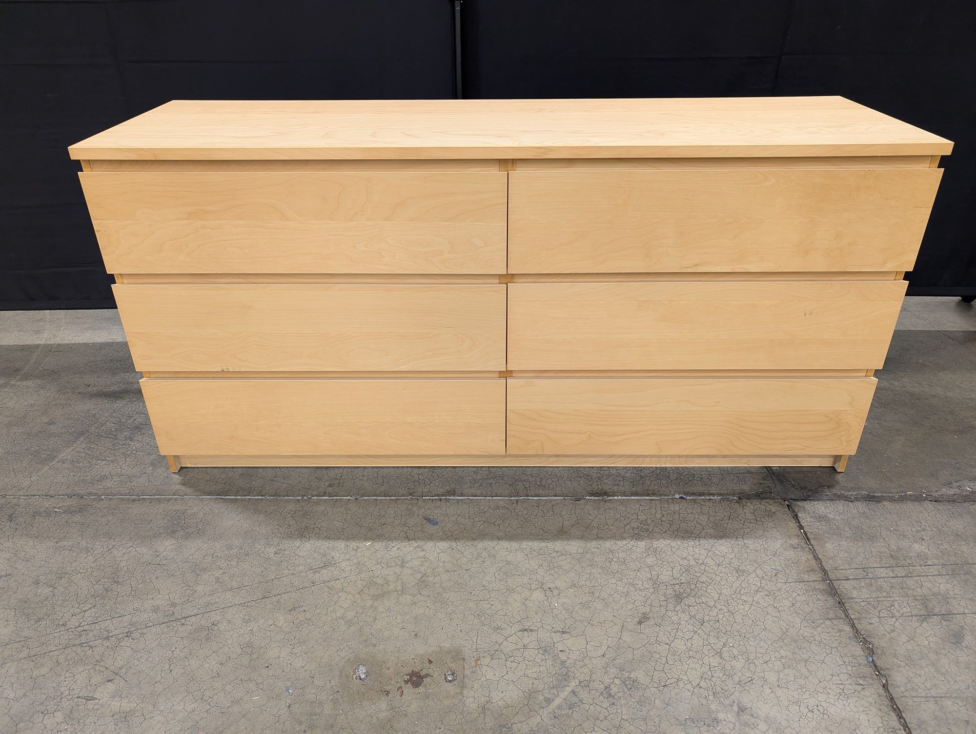Modern Six-Drawer Light Wood Finish Dresser