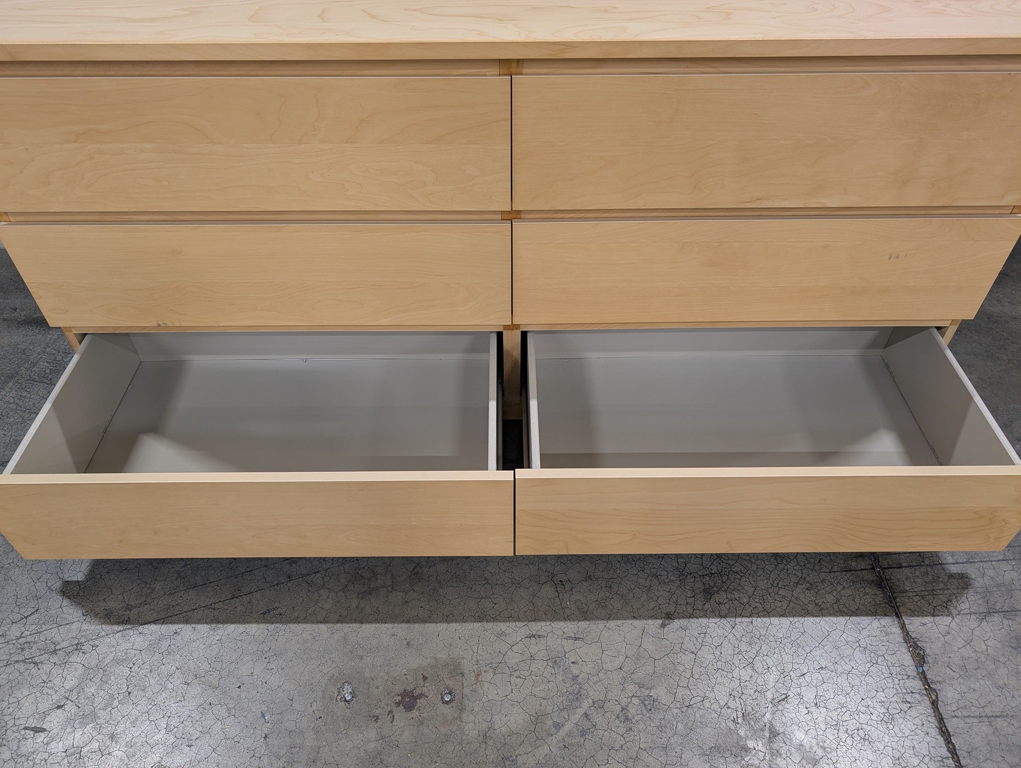 Modern Six-Drawer Light Wood Finish Dresser