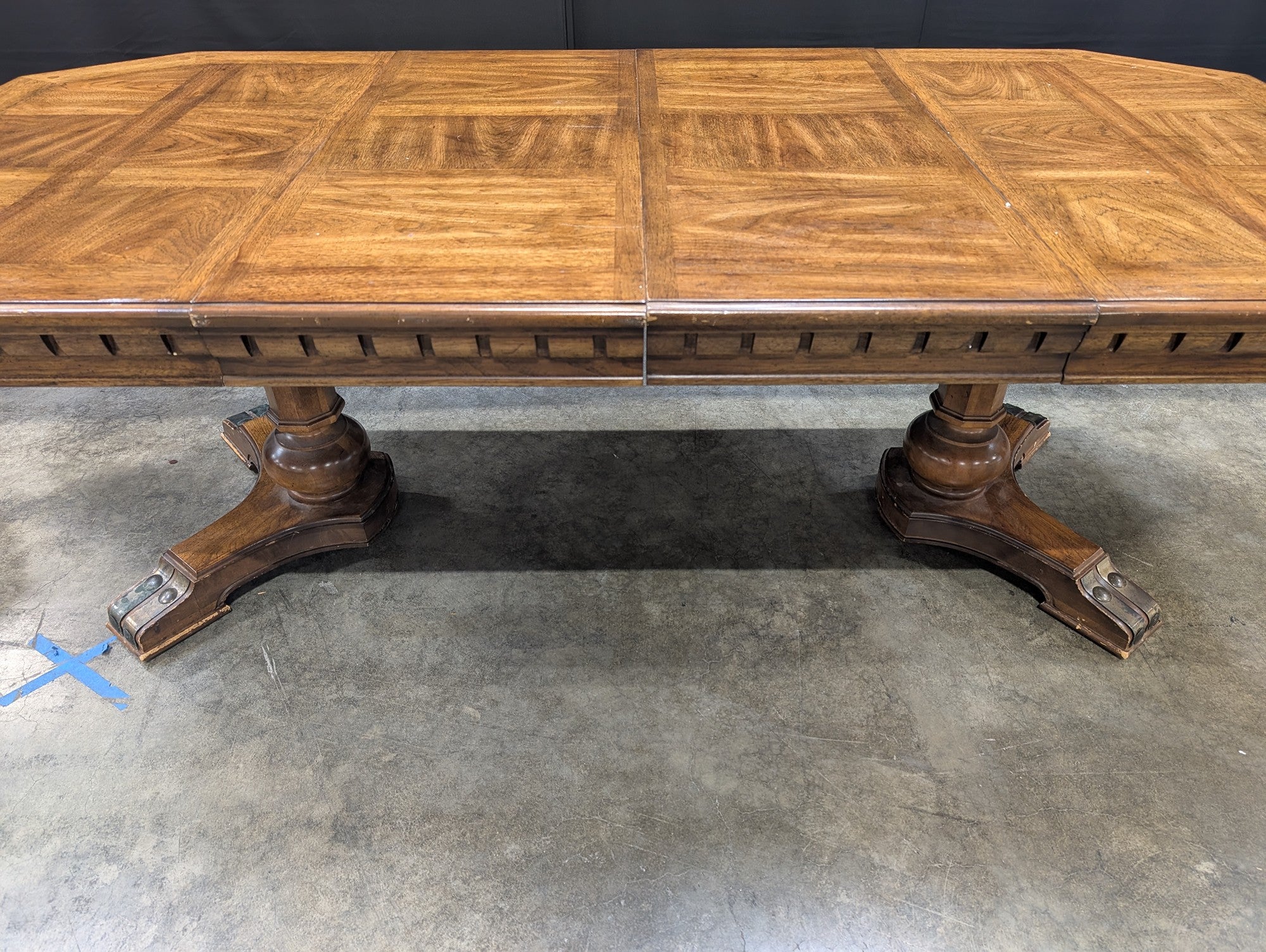 Expansive Octagonal Wood Dining Table with Inlaid Top