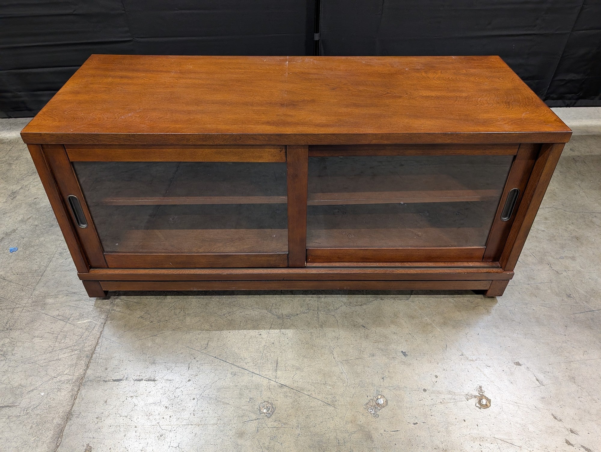 Office Star Products Wood Media Console with Sliding Glass Doors