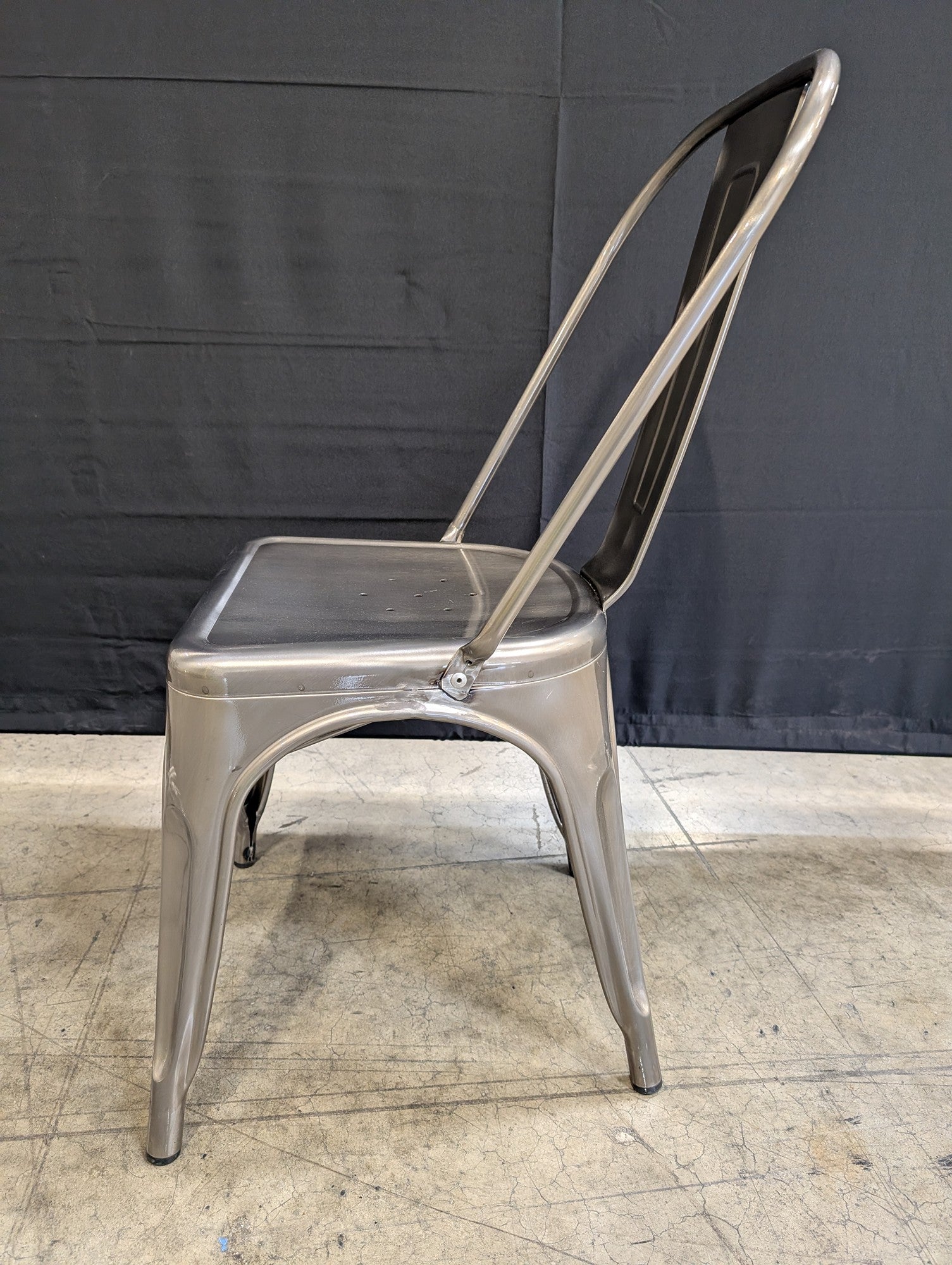 Industrial Style Brushed Metal Side Chair