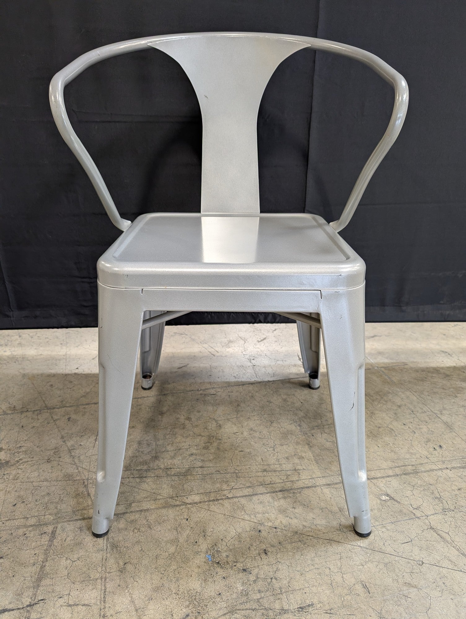 Dimensions Industrial Silver Metal Armchair