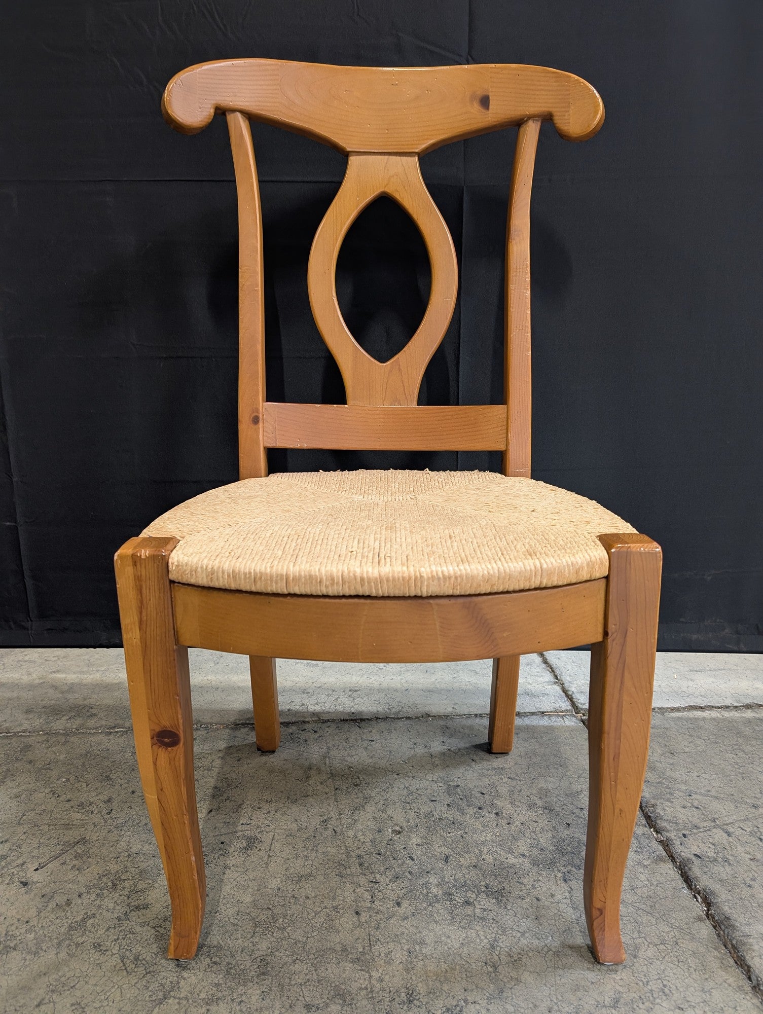 Rustic Hardwood Dining Chair with Woven Rush Seat