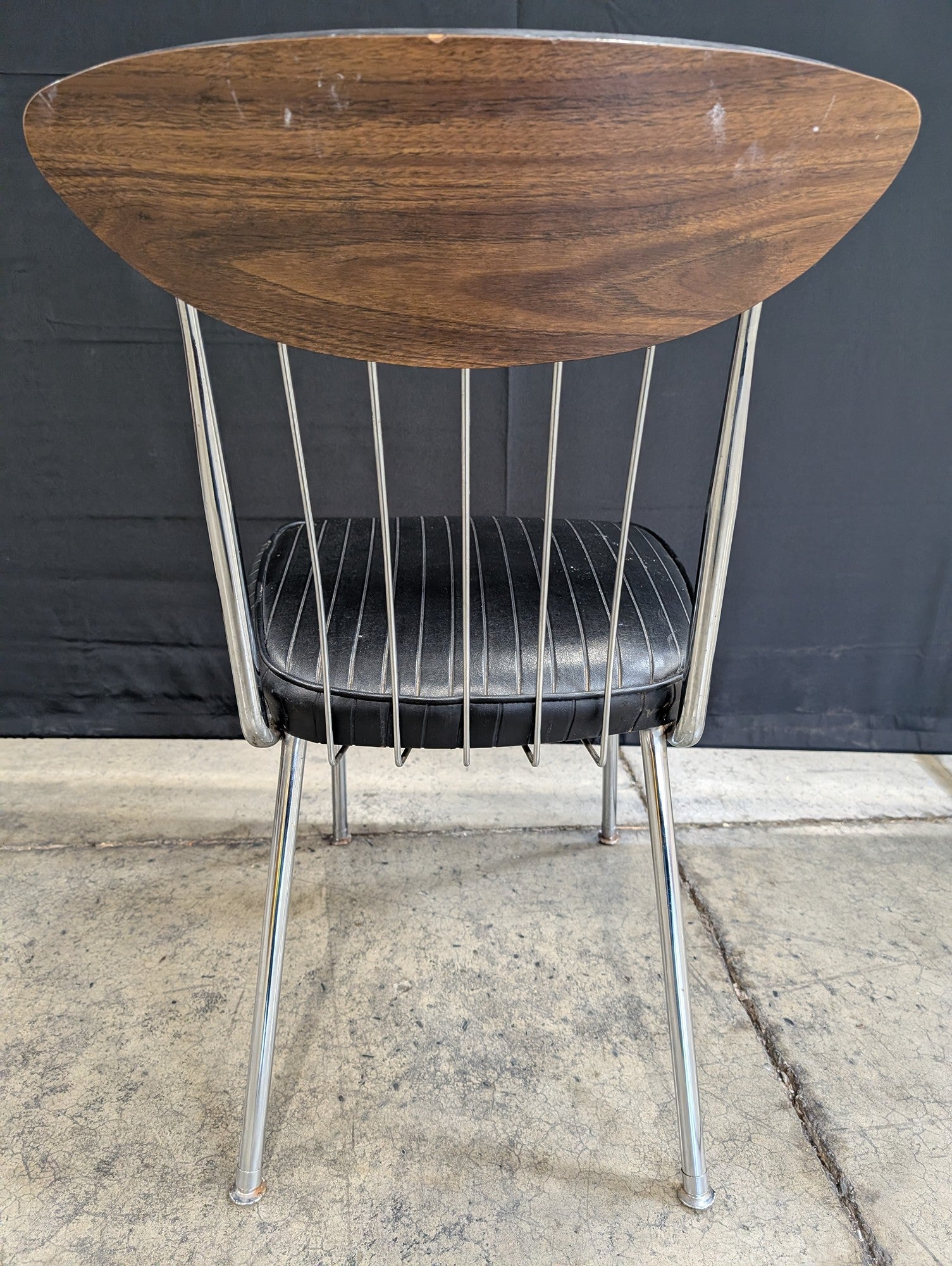 Chromcraft Mid-Century Modern Walnut Chrome Dining Chair
