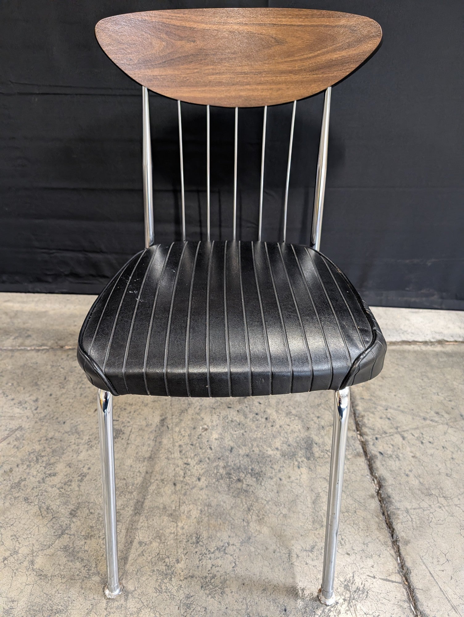 Chromcraft Mid-Century Modern Walnut Chrome Dining Chair