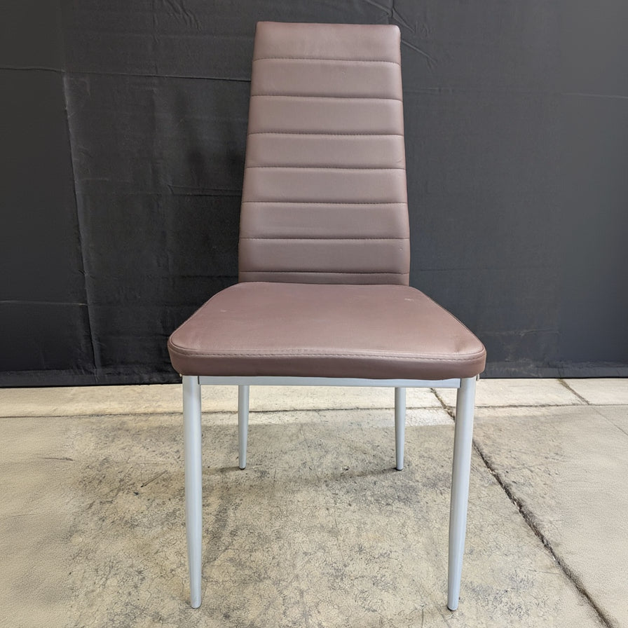 Modern Taupe Upholstered Dining Chair with Metal Legs