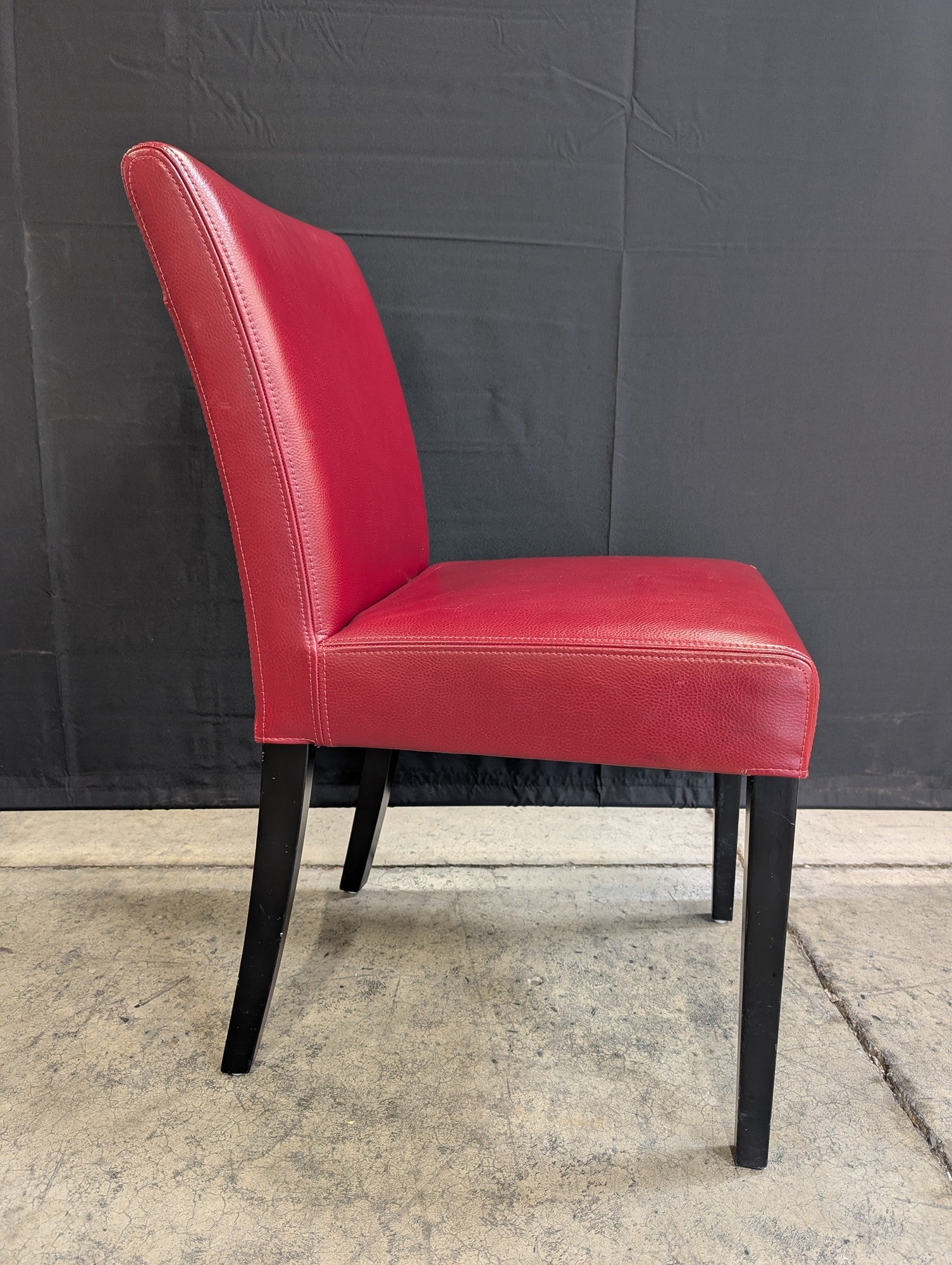 Crate and Barrel Modern Burgundy Upholstered Dining Chair