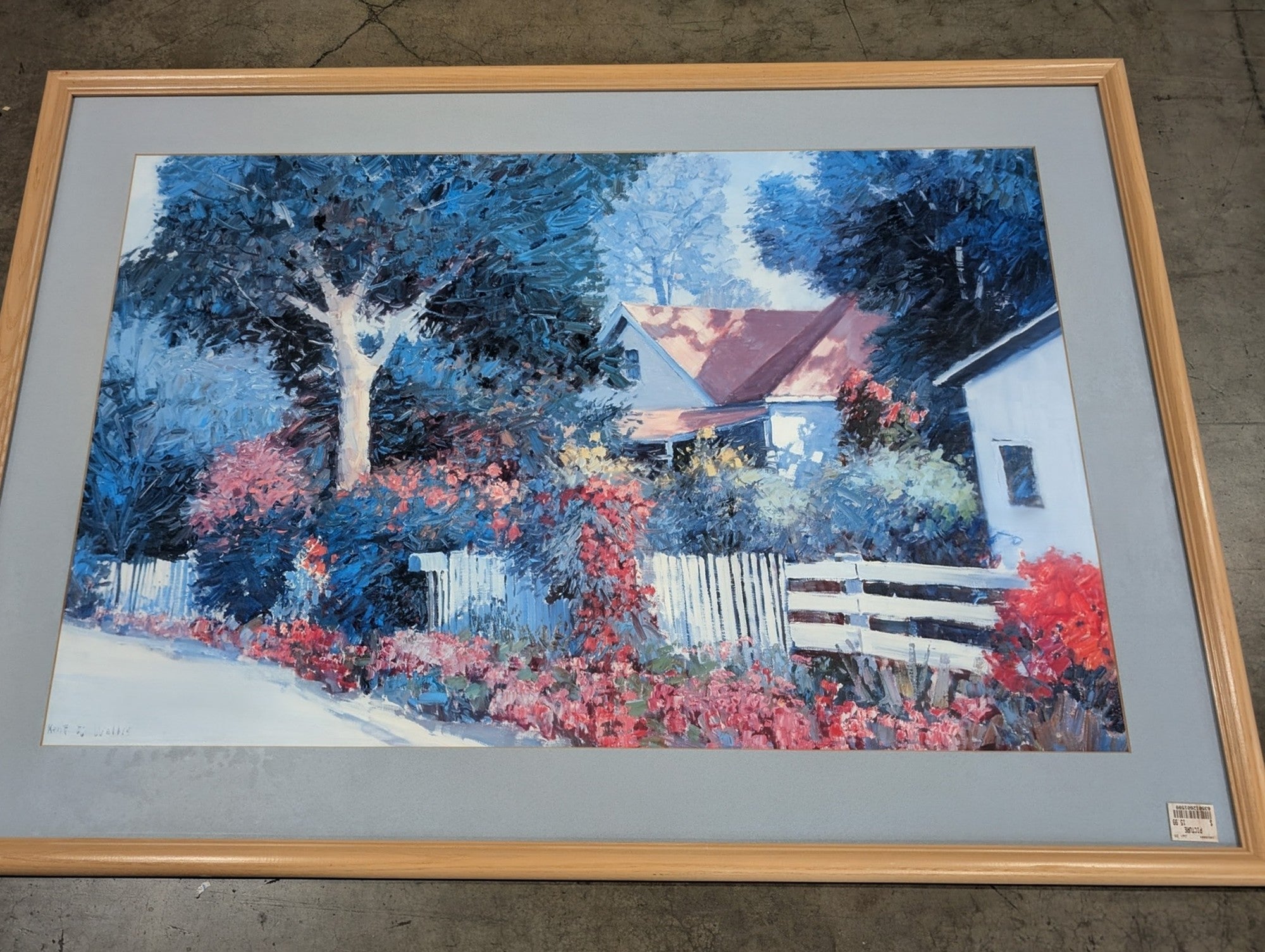 Kent F. Wallis Framed Impressionist House and Garden Artwork