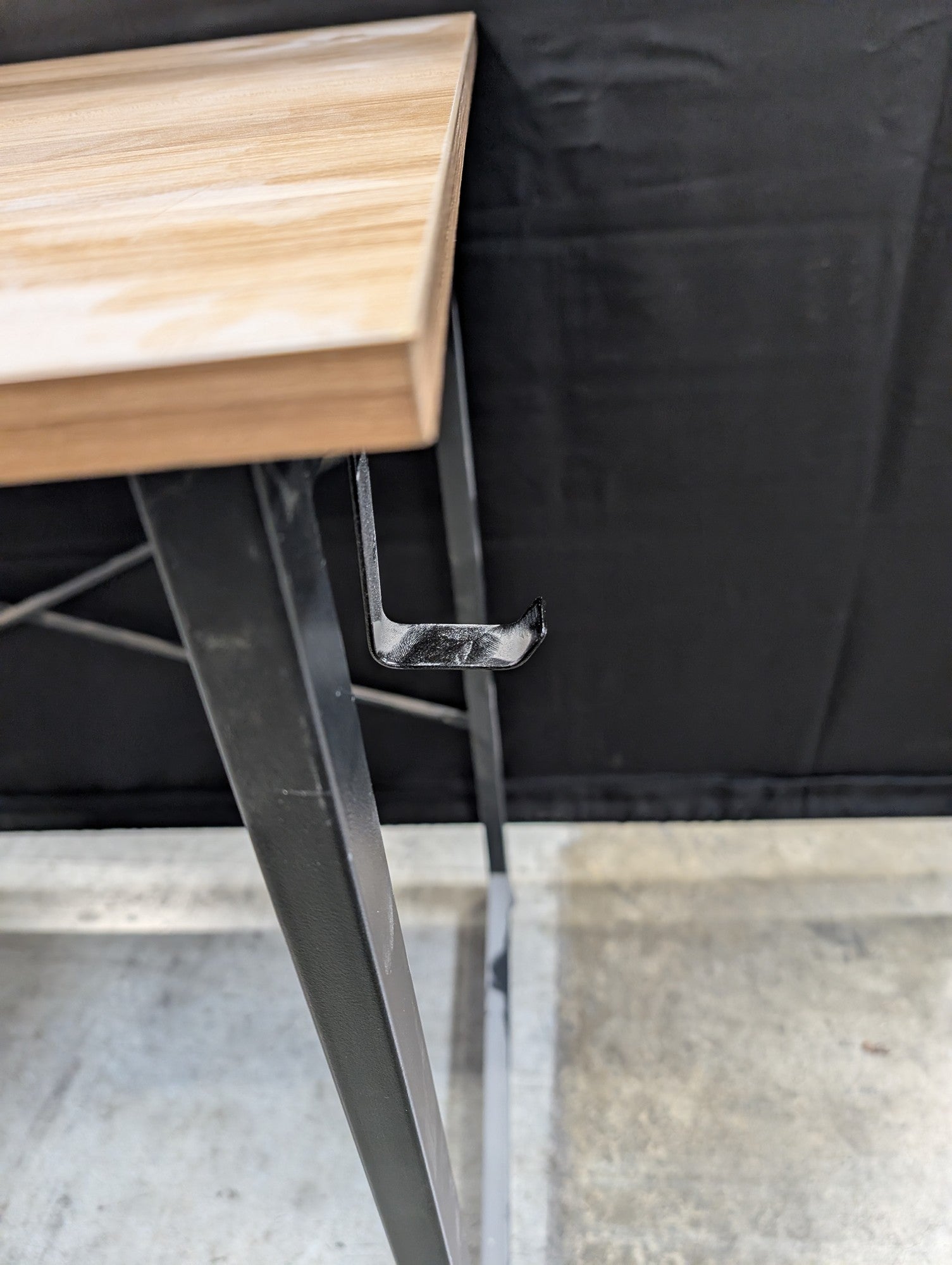 Minimalist Light Wood Tone Writing Desk with Black Metal Frame