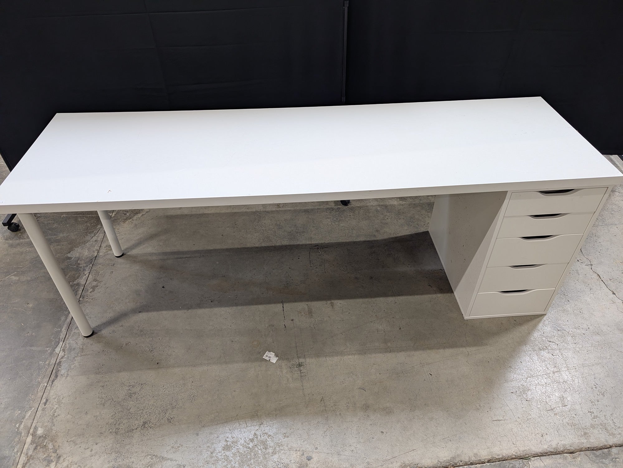 Modern White Rectangular Desk with Storage Drawers