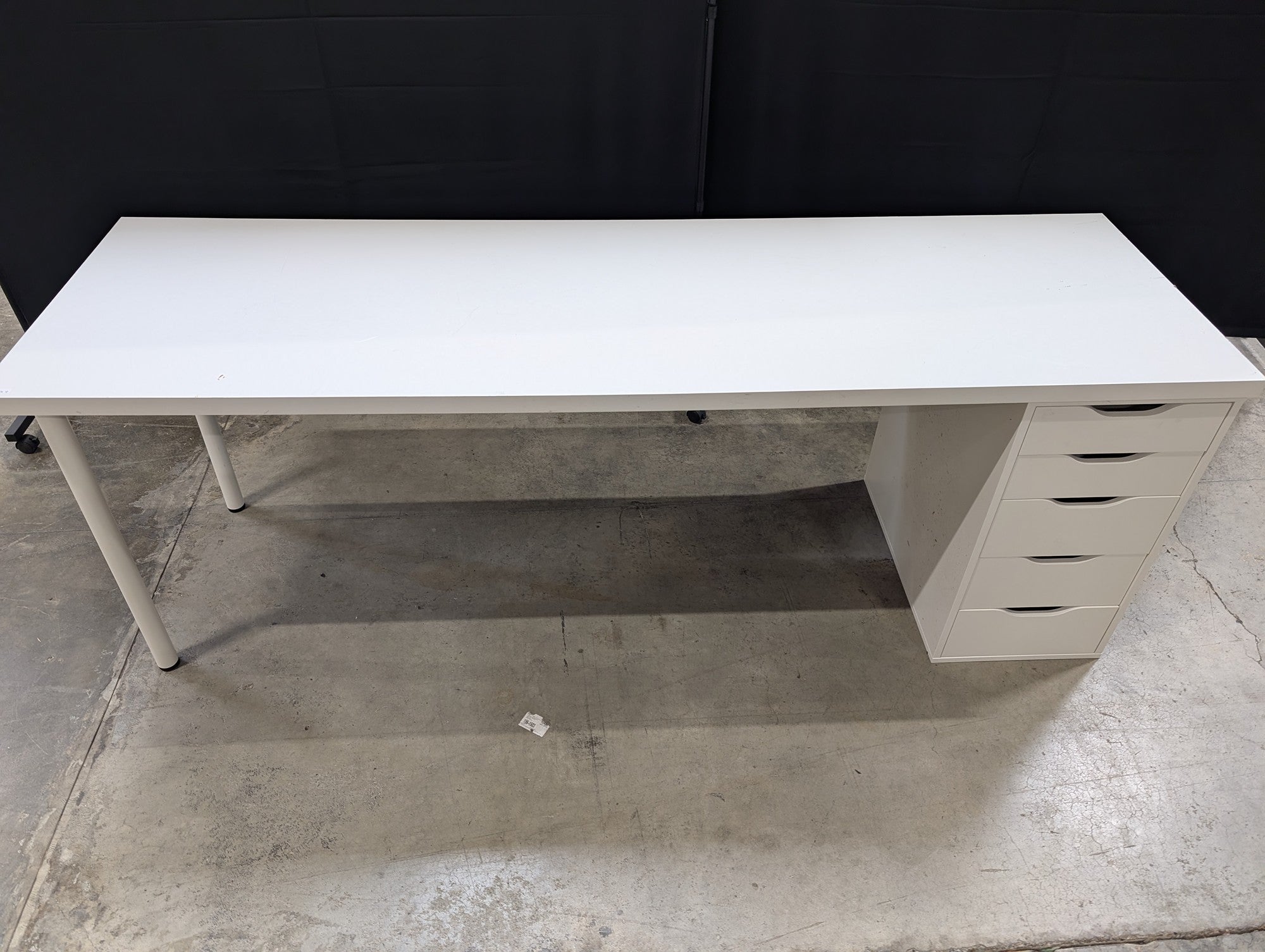 Modern White Rectangular Desk with Storage Drawers