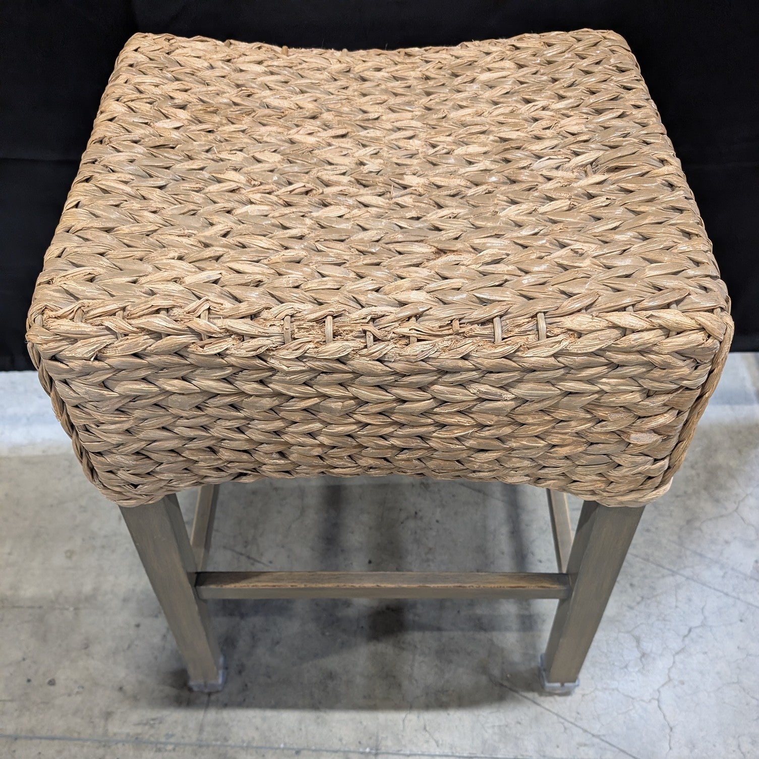 Natural Woven Seagrass Counter Stool with Light Wood Frame
