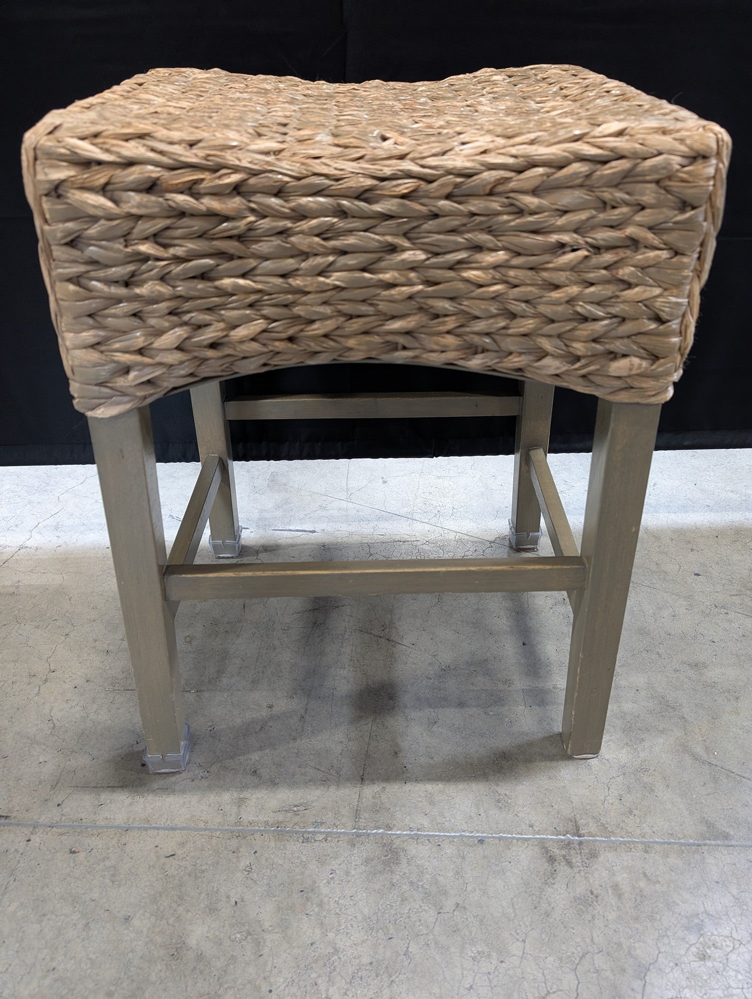 Natural Woven Seagrass Counter Stool with Light Wood Frame