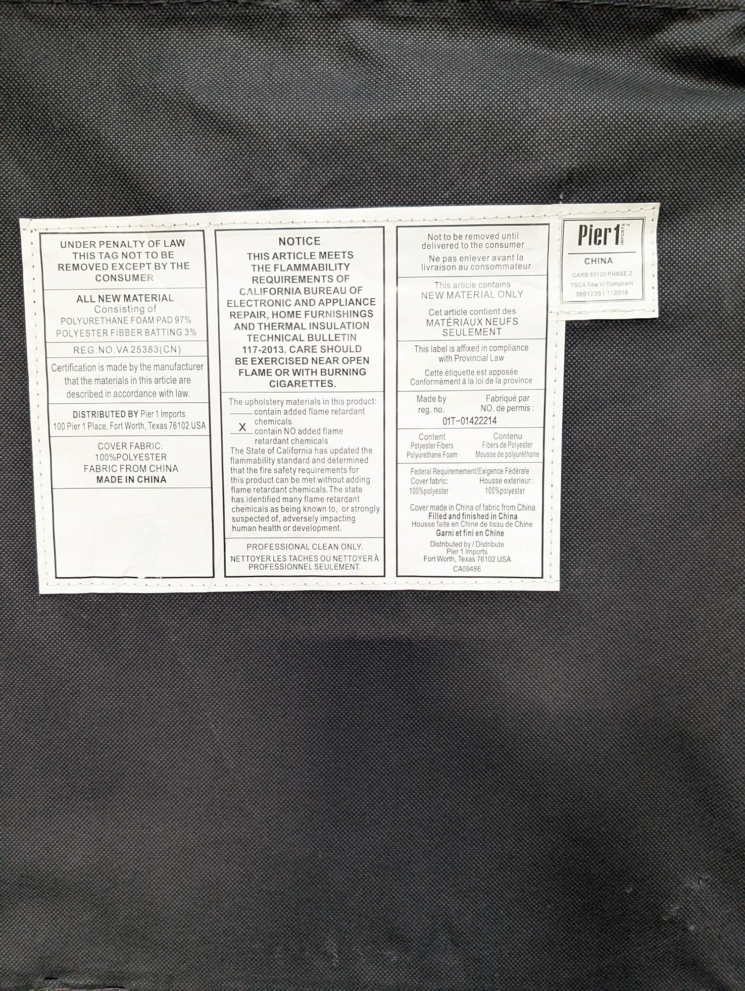 Pier 1 Upholstered Blue High-Back Dining Chair