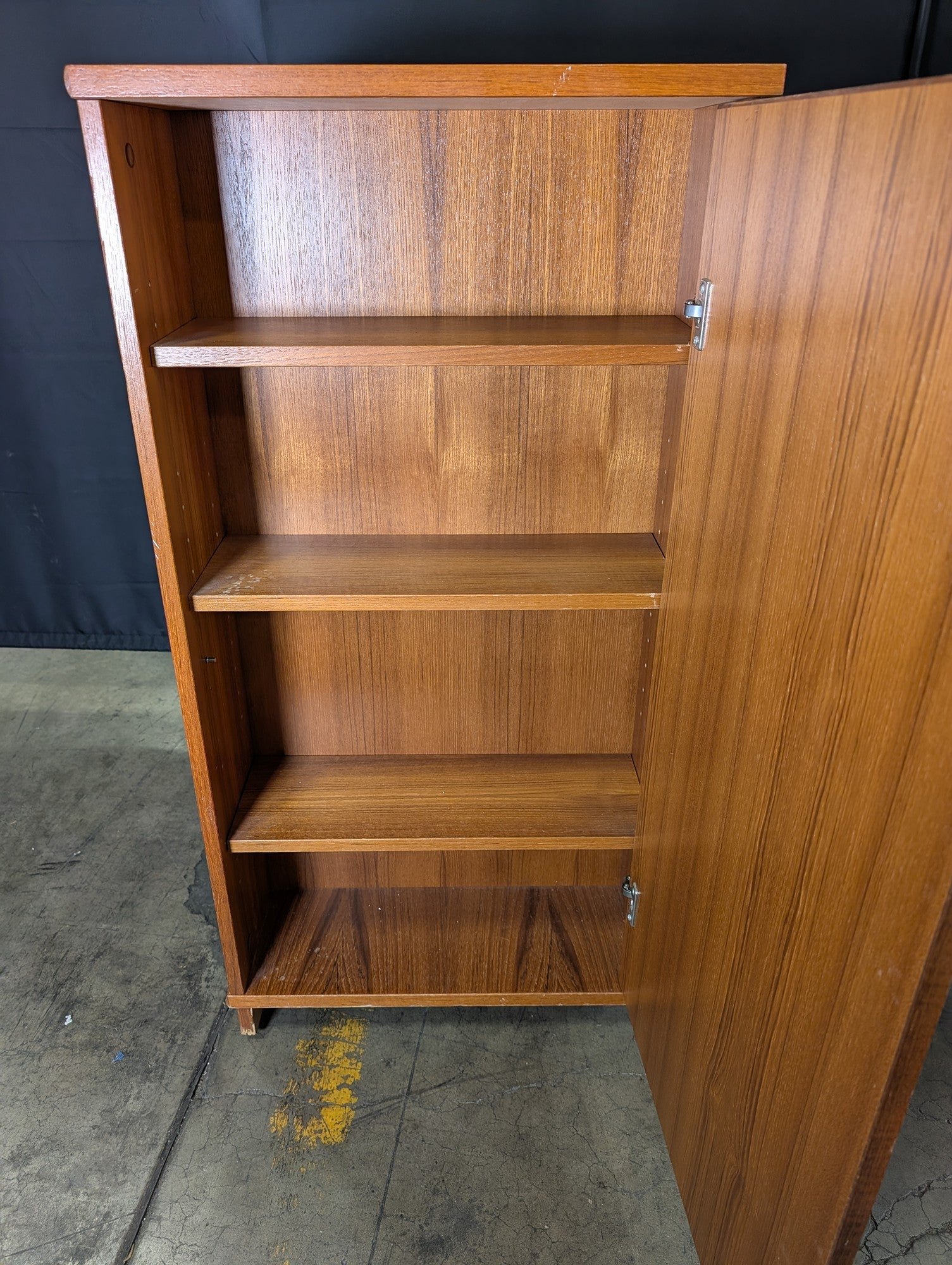 Mid-Century Style Wooden Storage Cabinet with Shelves and Drawer