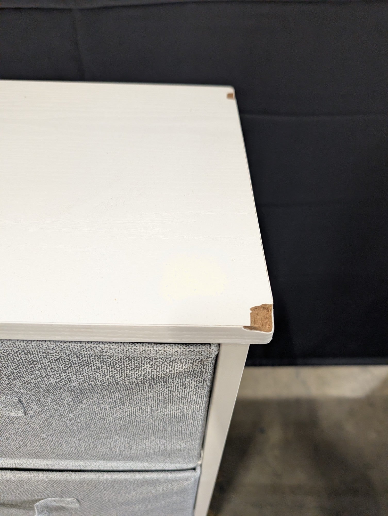 White Frame Four-Drawer Grey Fabric Storage Organizer