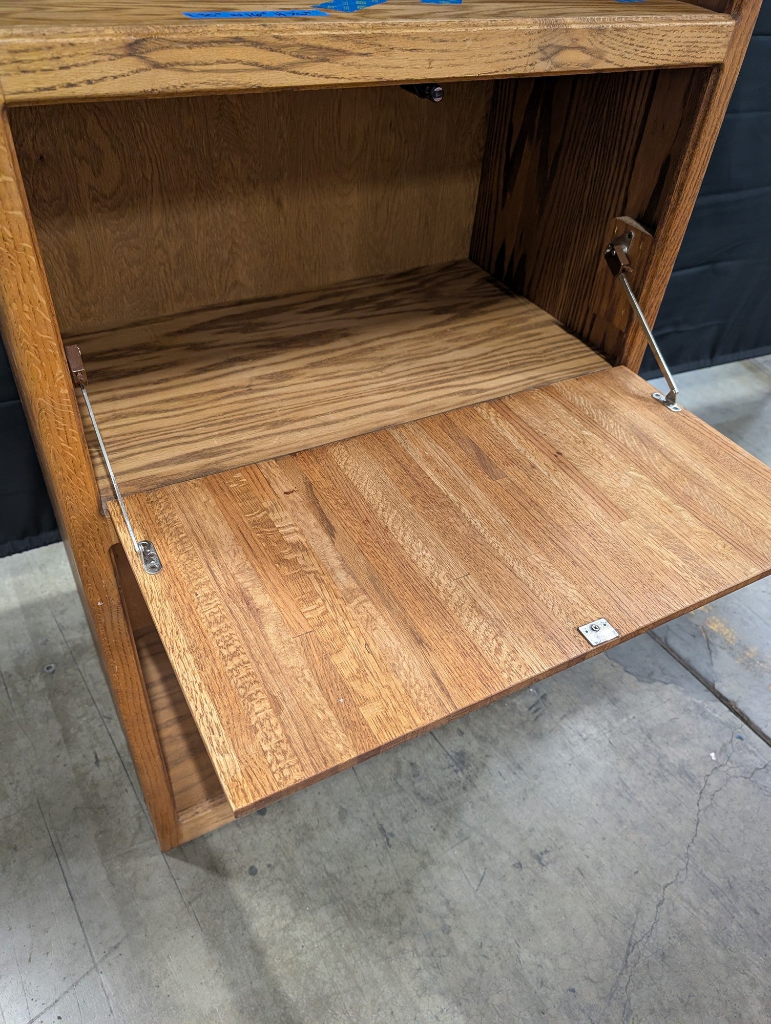 Versatile Hardwood Bookcase with Integrated Drop-Down Desk