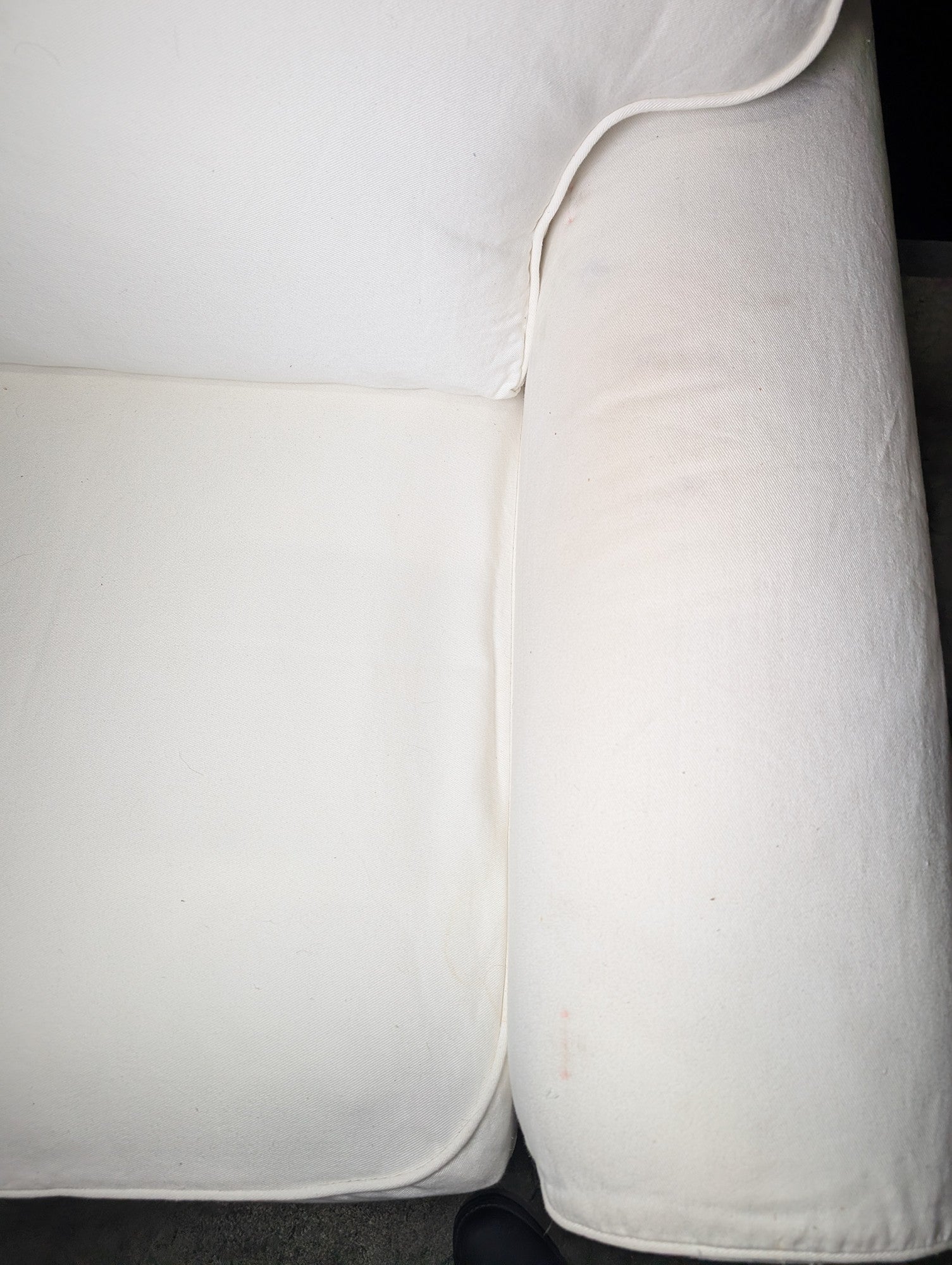 Used White Slipcover Loveseat Sofa Two-Seater Casual Modern