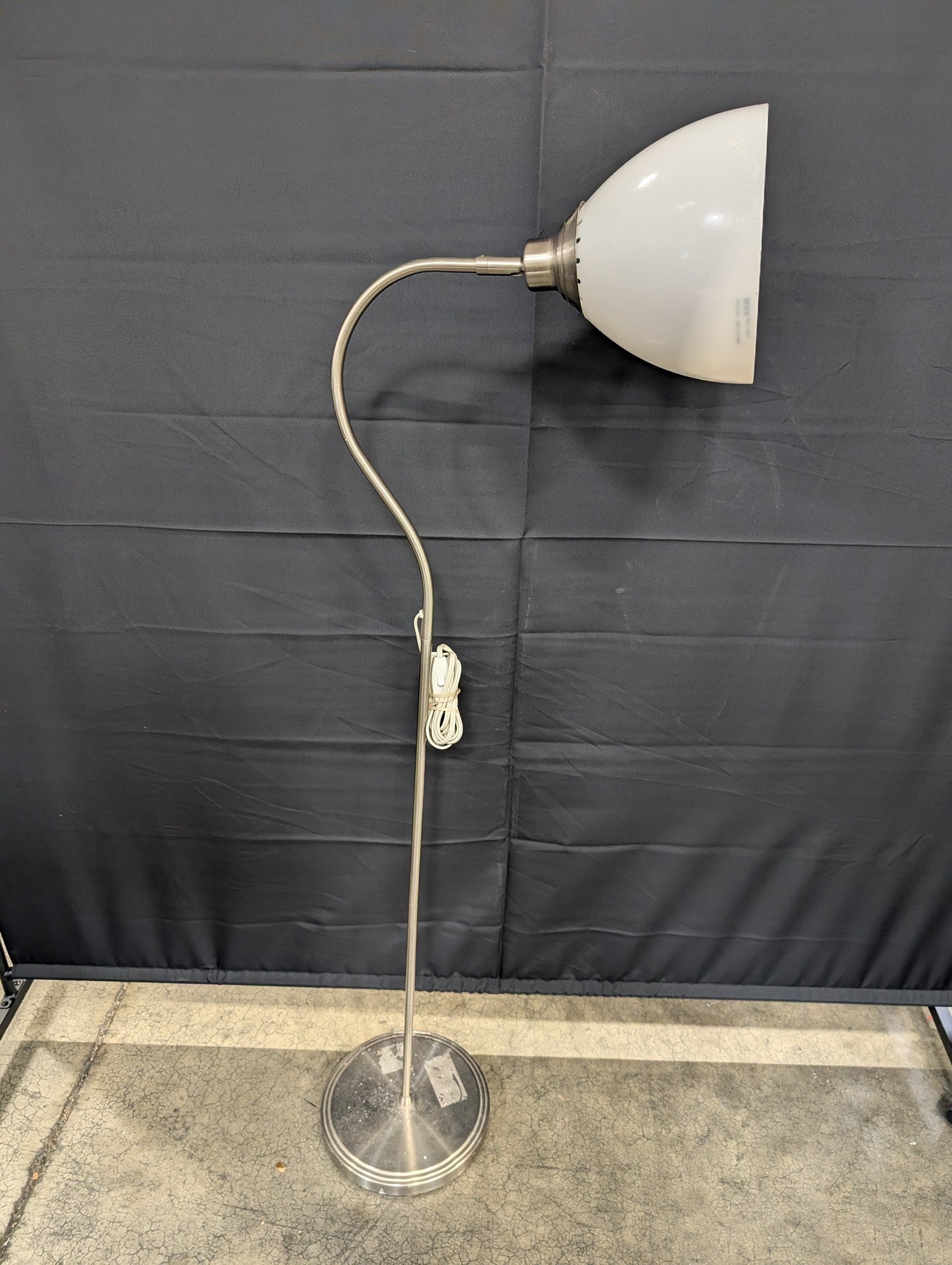 Modern Brushed Metal Floor Lamp with White Cone Shade