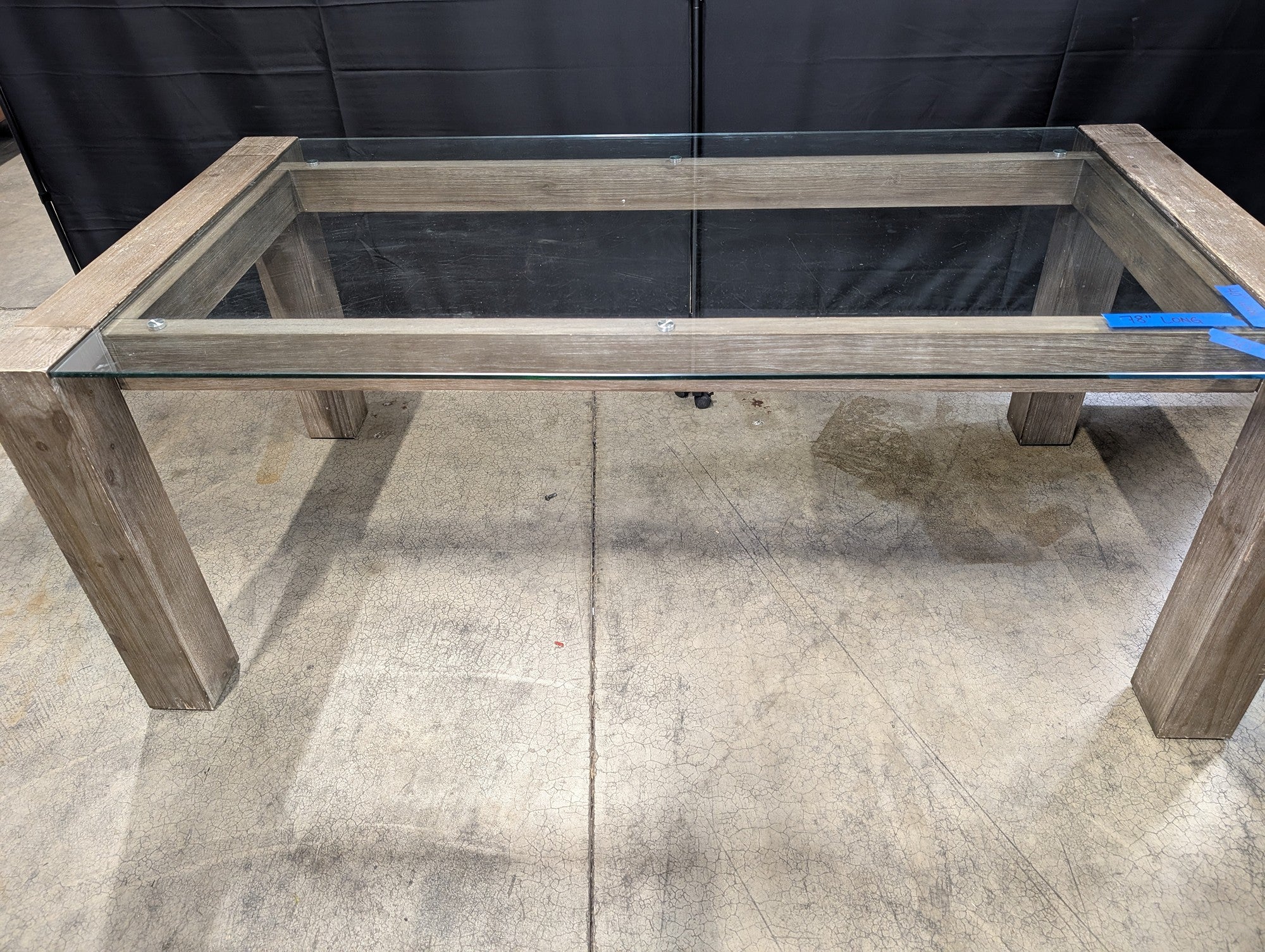 Modern Grey Wood and Glass Top Rectangular Table