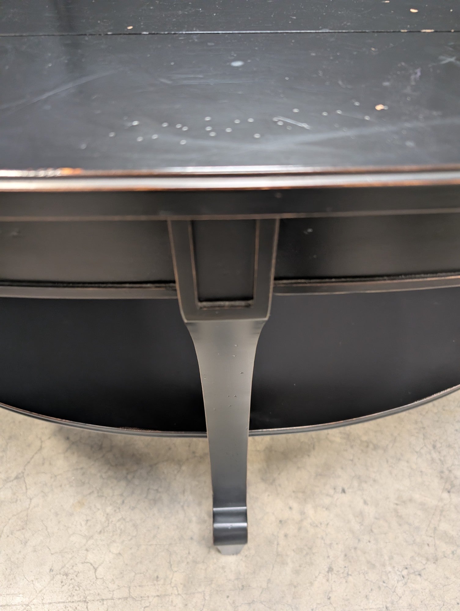 Black Demilune Console Table with Lower Shelf