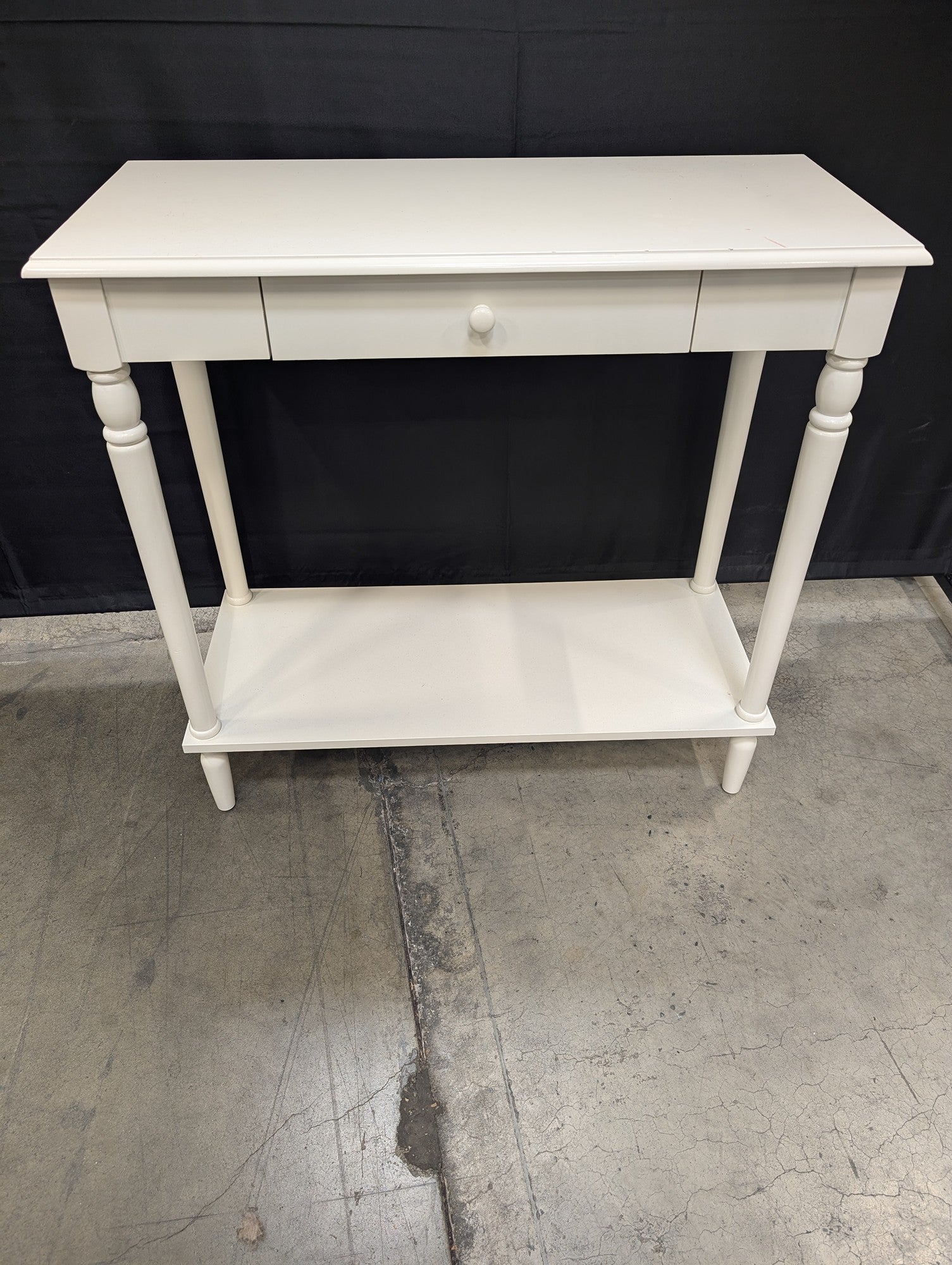 Versatile White Console Table with Drawer and Lower Shelf