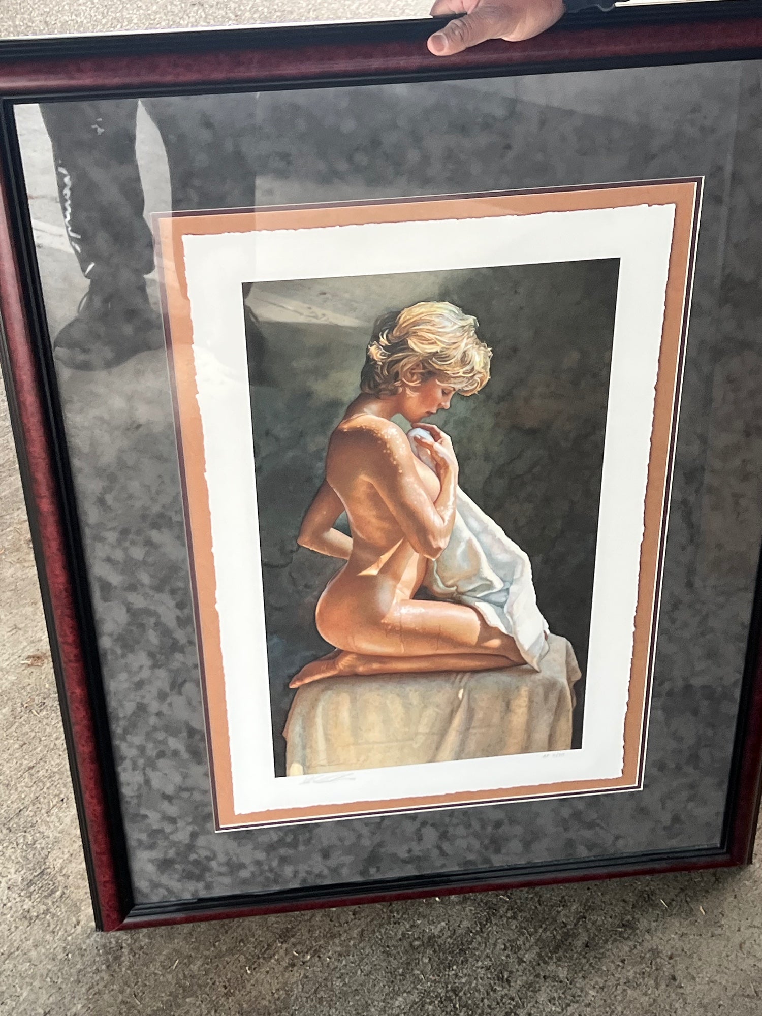 Steve Hanks Signed Framed Figurative Nude Artwork Print with Multi-Layered Matting AP 11/30