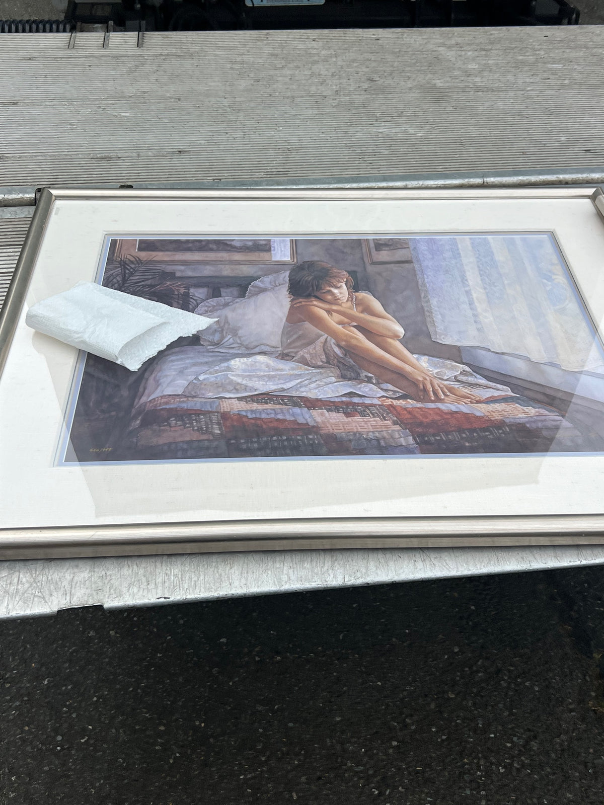 Steve Hanks Framed Limited Edition Figurative Art Print of Woman on Bed