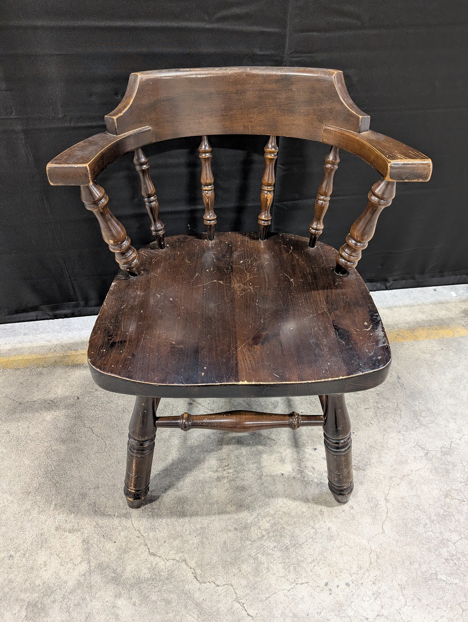 Virginia House Dark Stained Hardwood Windsor Captain's Armchair