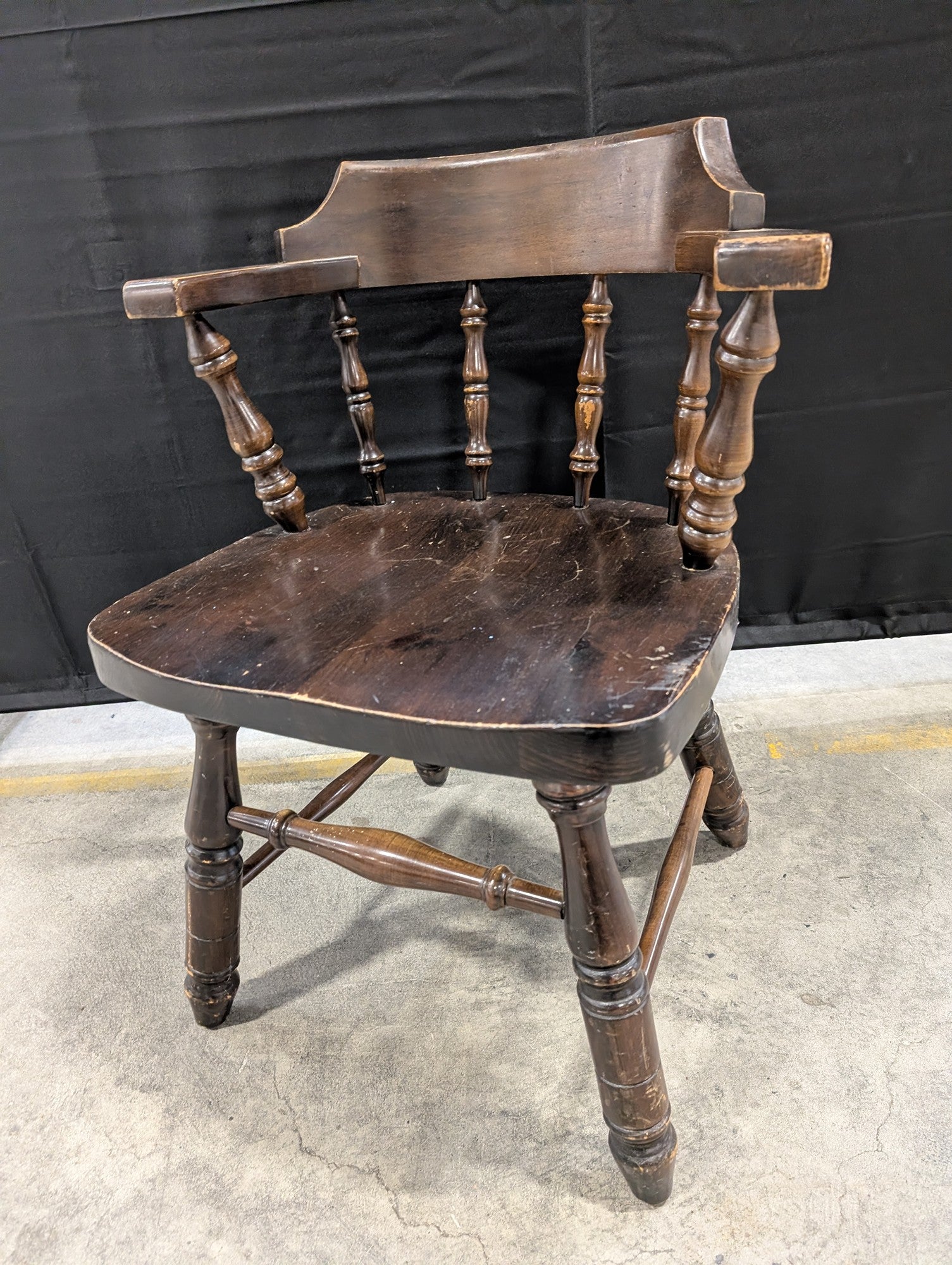 Virginia House Dark Stained Hardwood Windsor Captain's Armchair