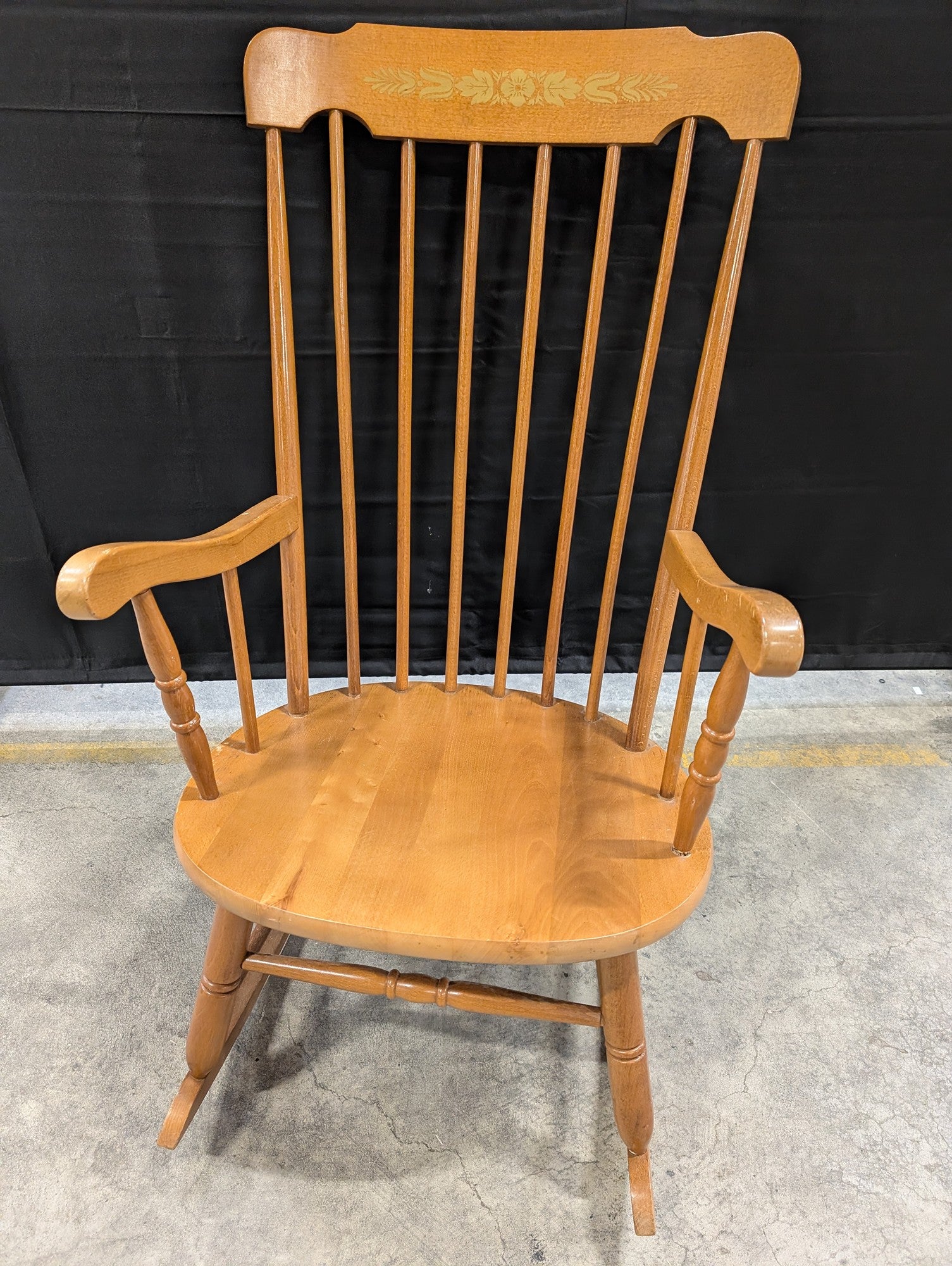 Classic Wooden Spindle Back Rocking Chair with Decorative Headrest