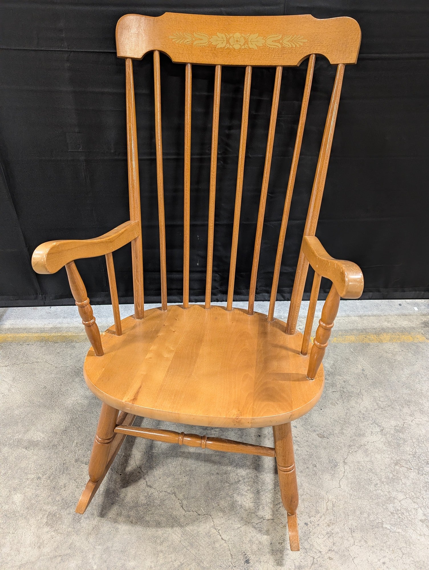 Classic Wooden Spindle Back Rocking Chair with Decorative Headrest