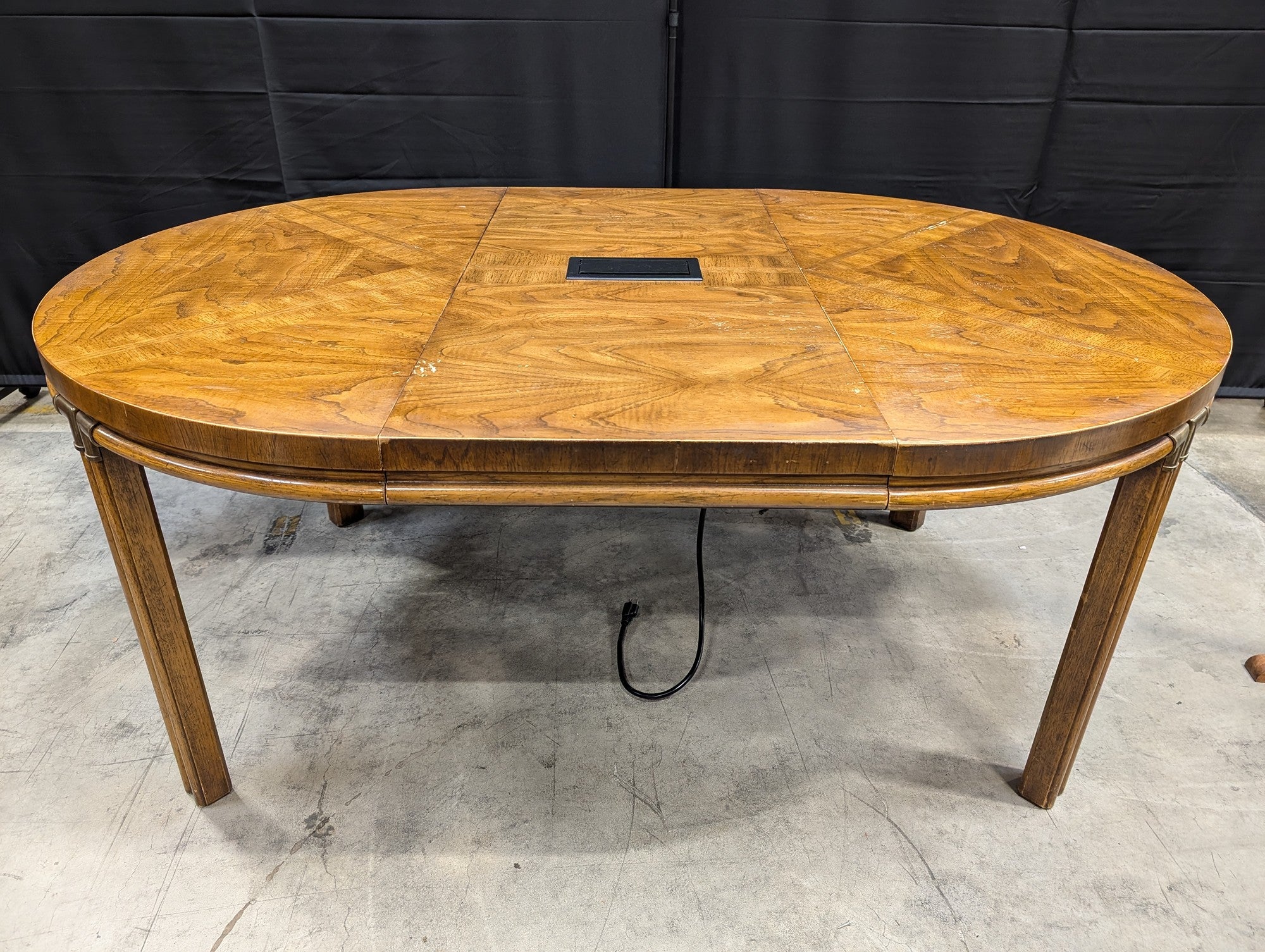 Hardwood Oval Conference Table with Integrated Extron Power Module