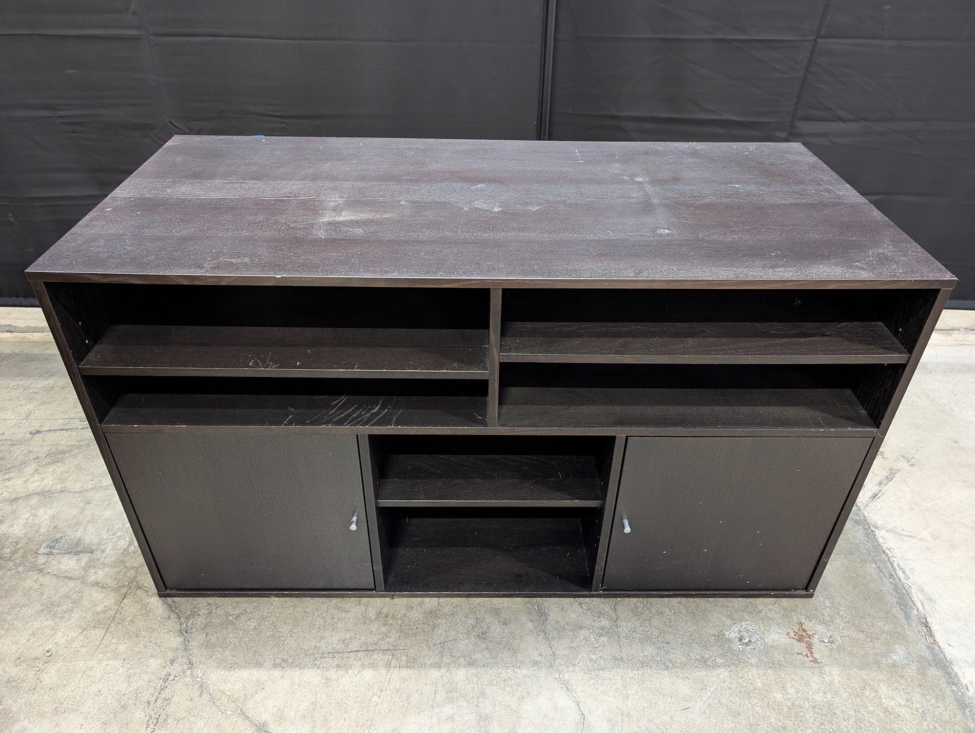 Dark Brown Media Console with Storage Cabinets