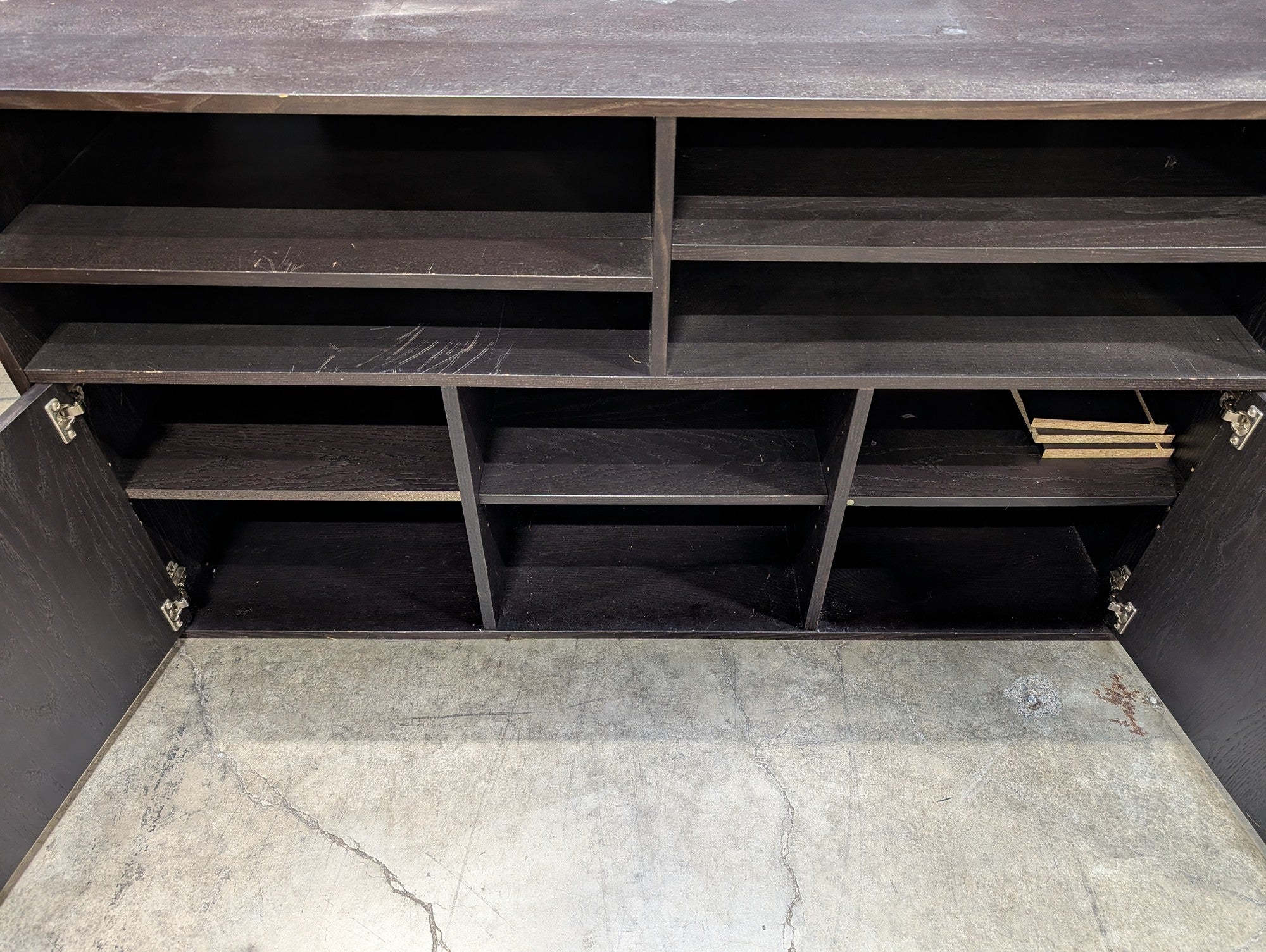 Dark Brown Media Console with Storage Cabinets