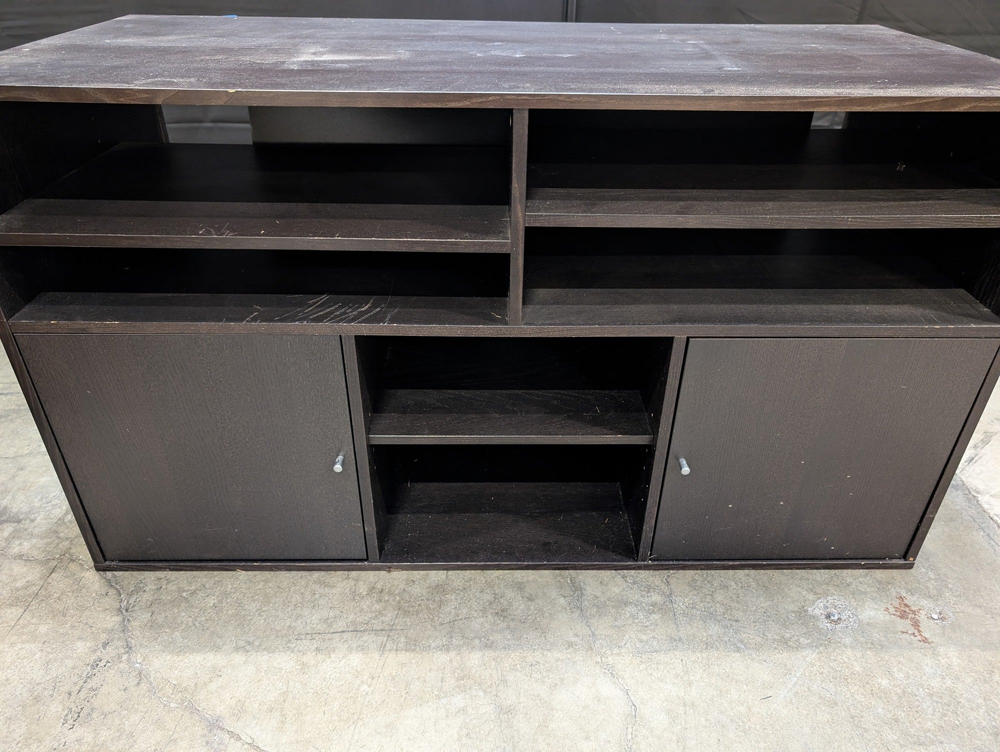 Dark Brown Media Console with Storage Cabinets