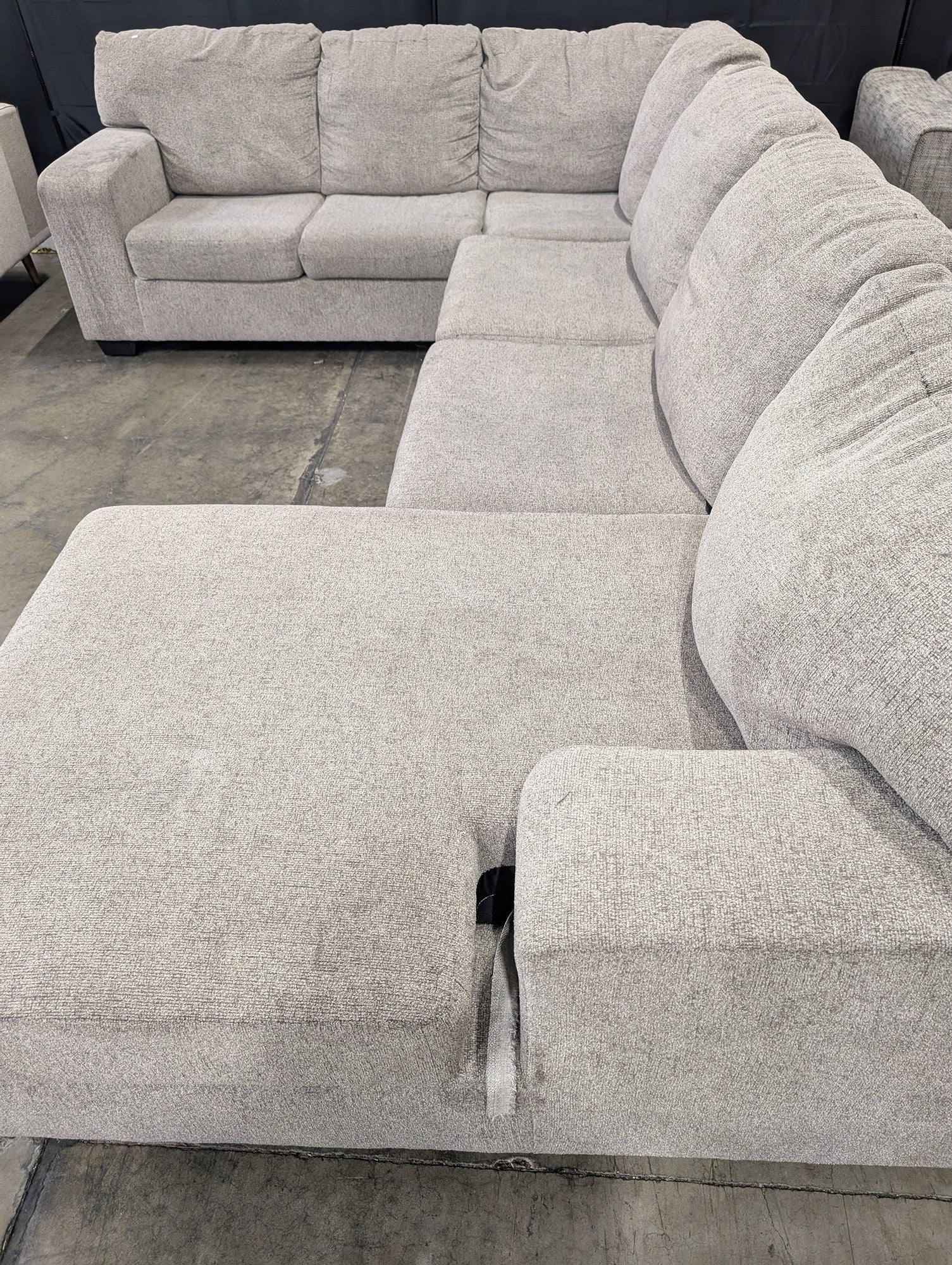 Neutral Fabric Sectional Sofa with Chaise Lounge