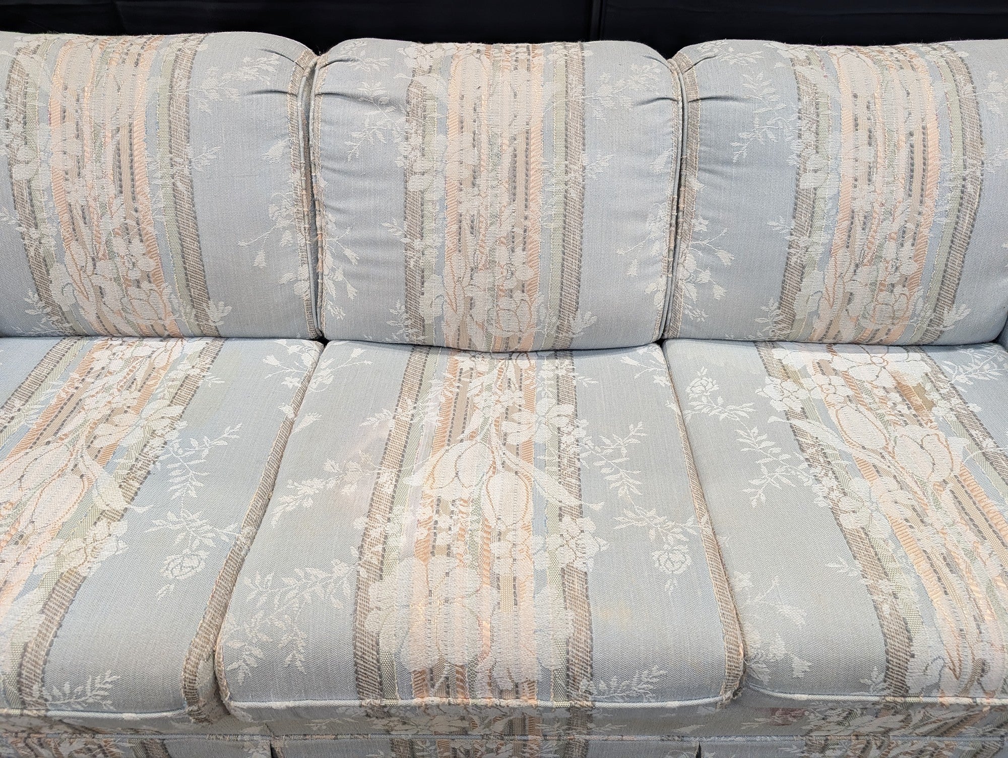 Everton Charming Light Blue Striped Floral Sofa