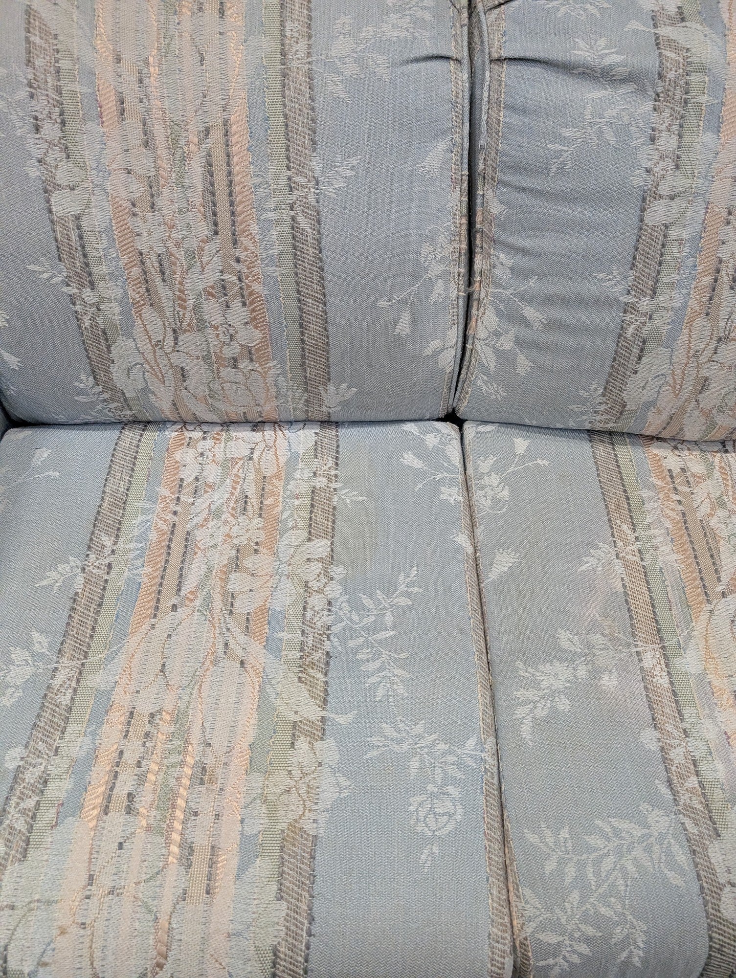 Everton Charming Light Blue Striped Floral Sofa