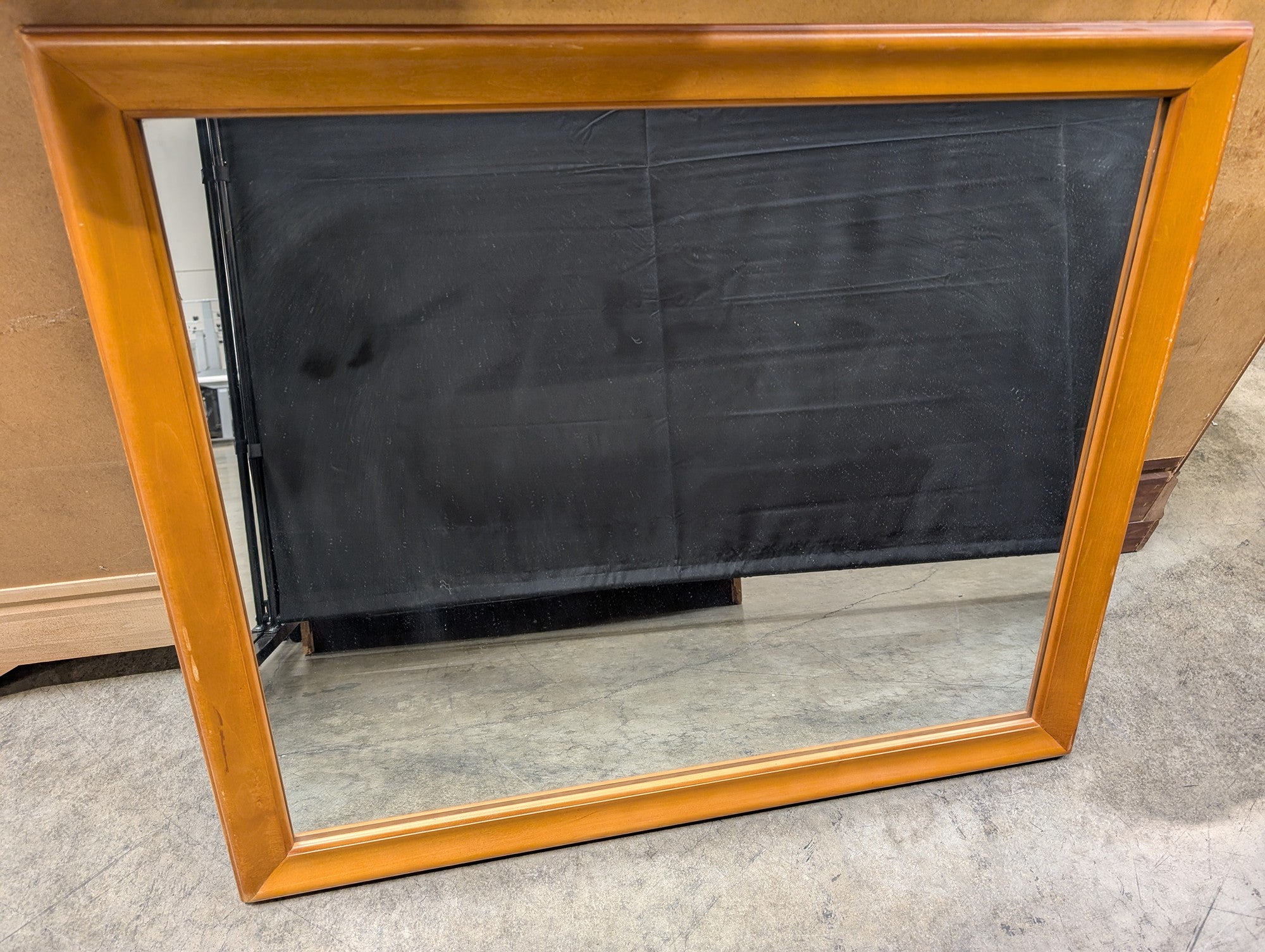 Warm Toned Rectangular Wooden Wall Mirror