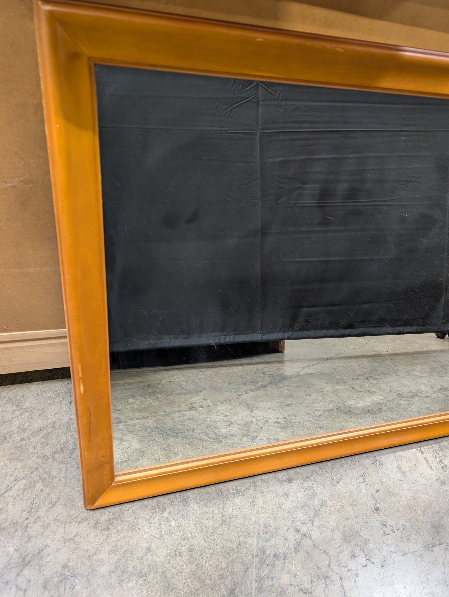 Warm Toned Rectangular Wooden Wall Mirror