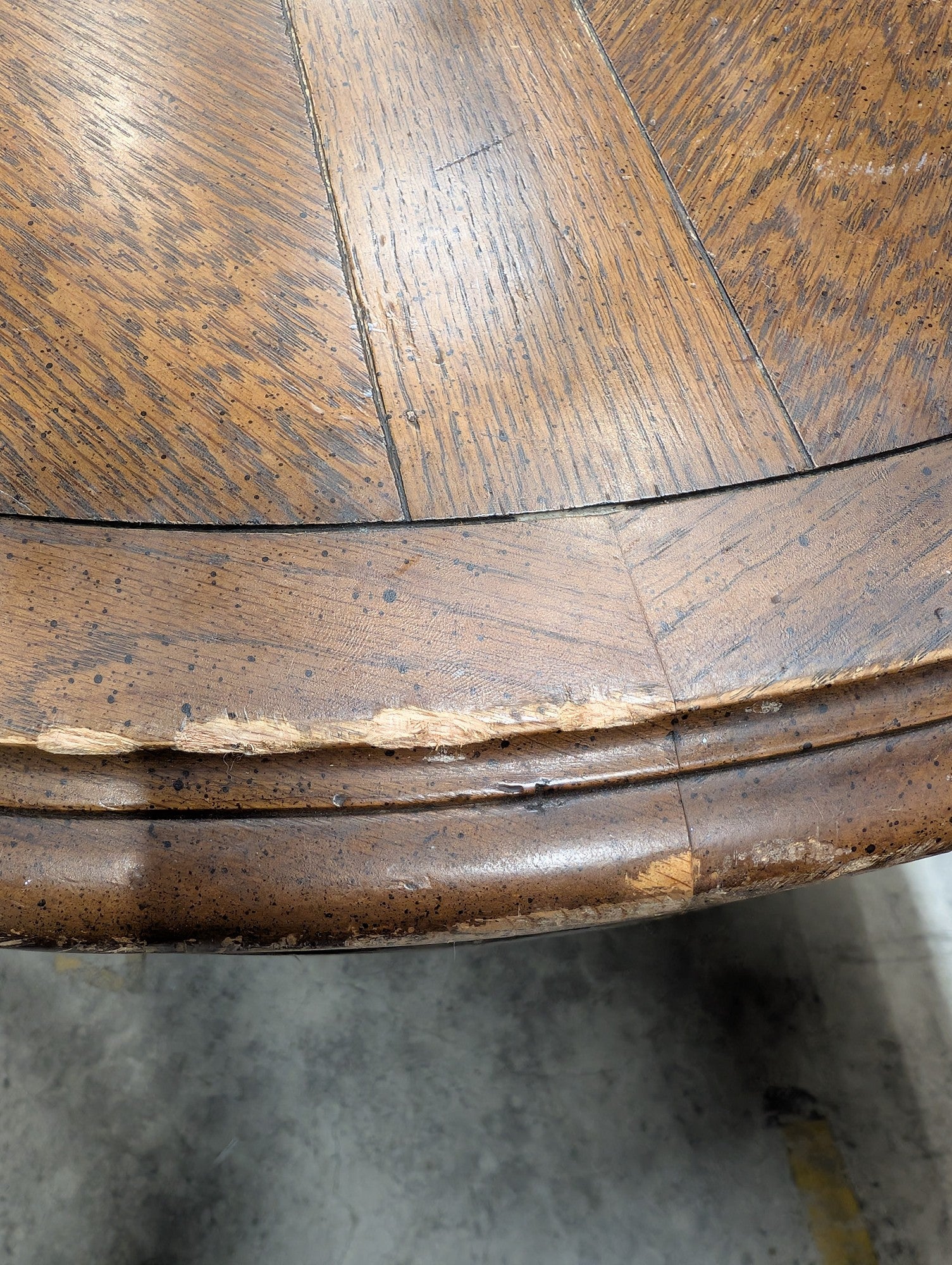 Ornate Oval Wood Dining Table with Inlaid Top