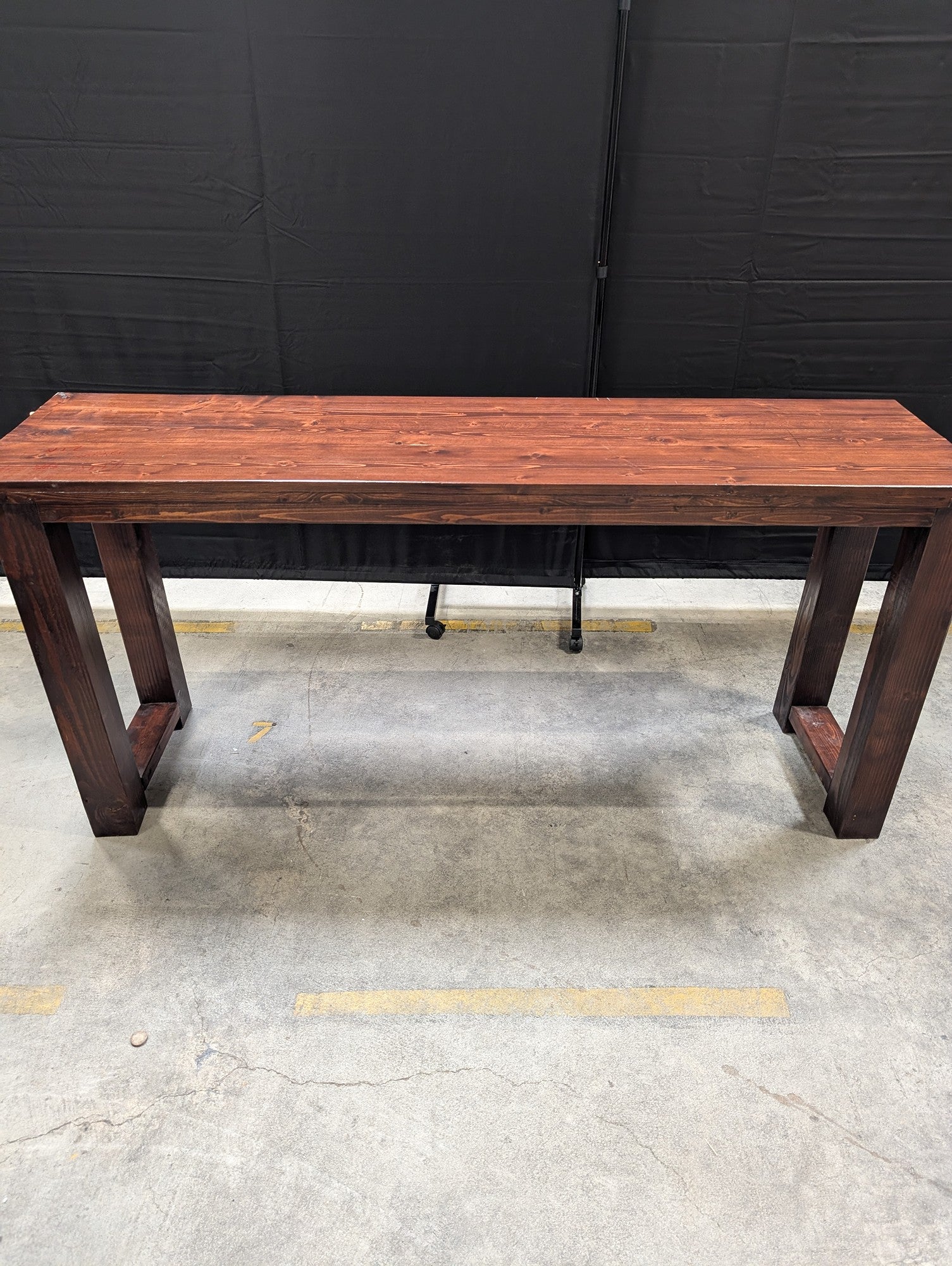 Rustic Stained Hardwood Console Table 66"